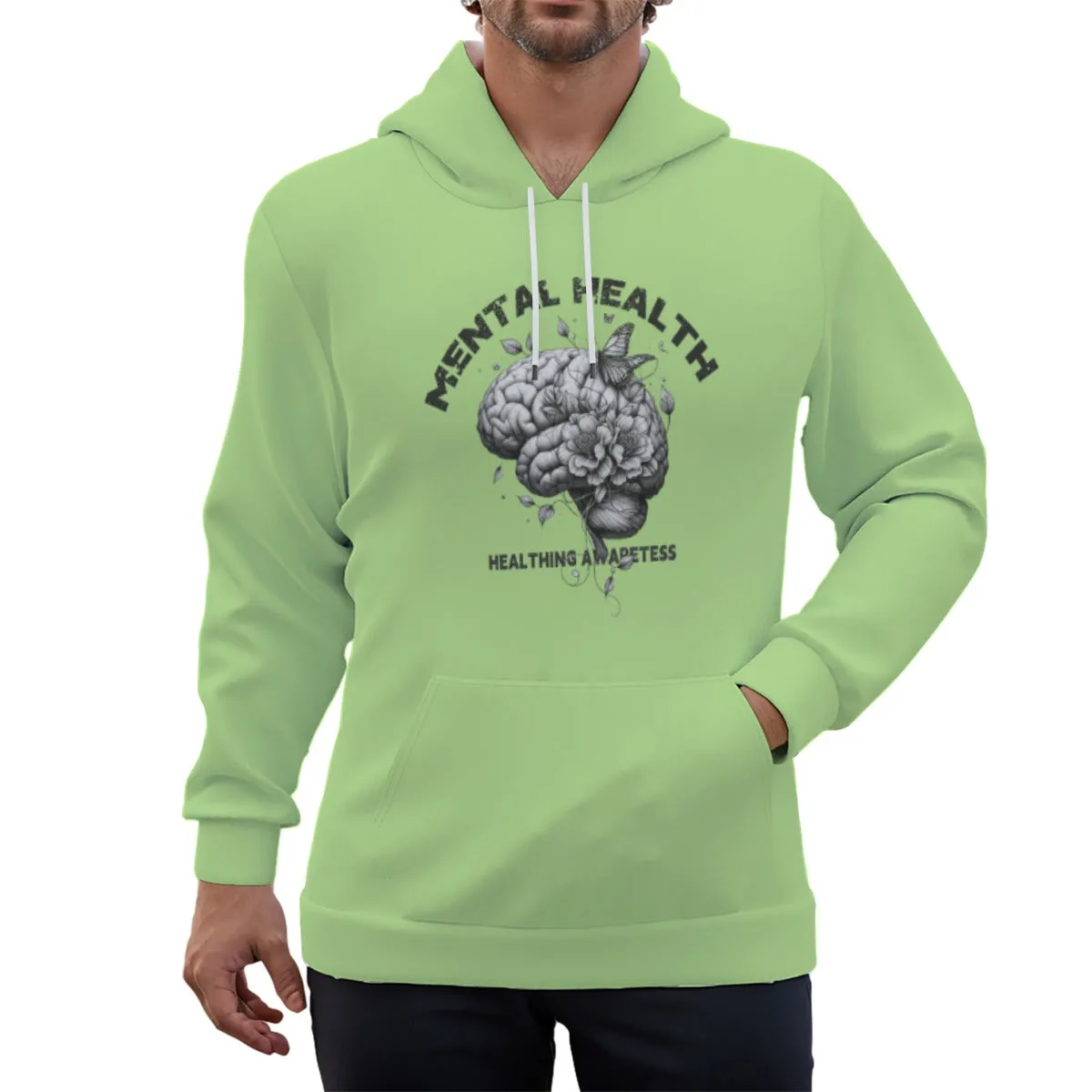 ‘Mental Green’ Eco-friendly All-Over Print Unisex Pullover Hoodie sold by Archiify product image thumbnail 4
