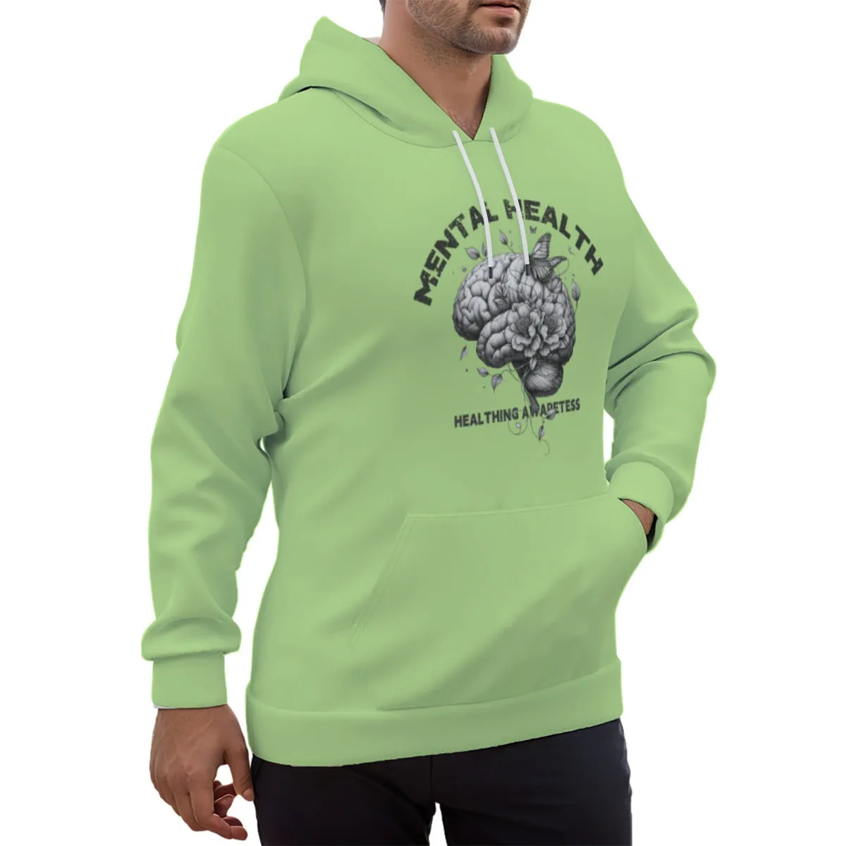 ‘Mental Green’ Eco-friendly All-Over Print Unisex Pullover Hoodie sold by Archiify product image thumbnail 5