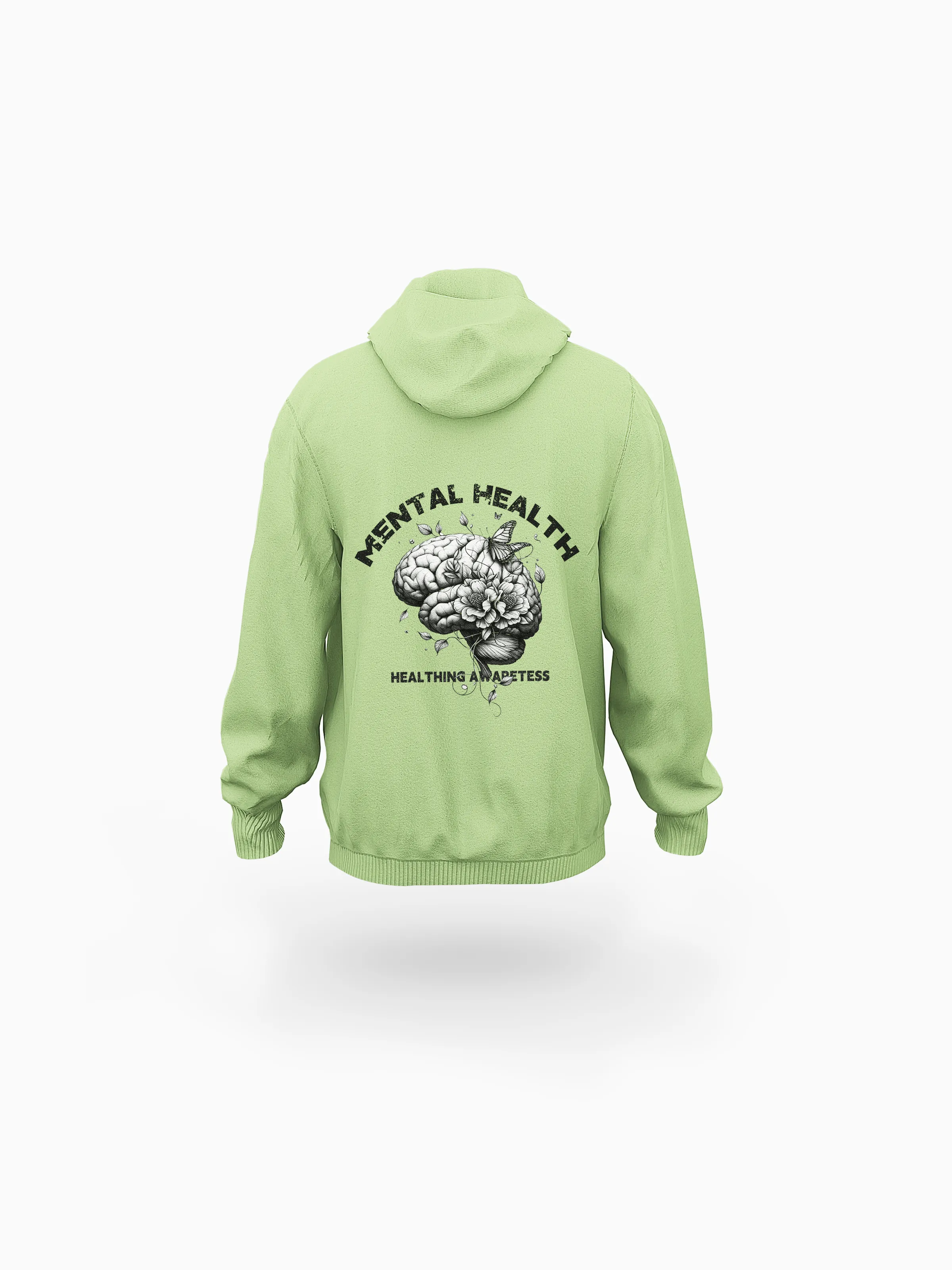 ‘Mental Green’ Eco-friendly All-Over Print Unisex Pullover Hoodie sold by Archiify