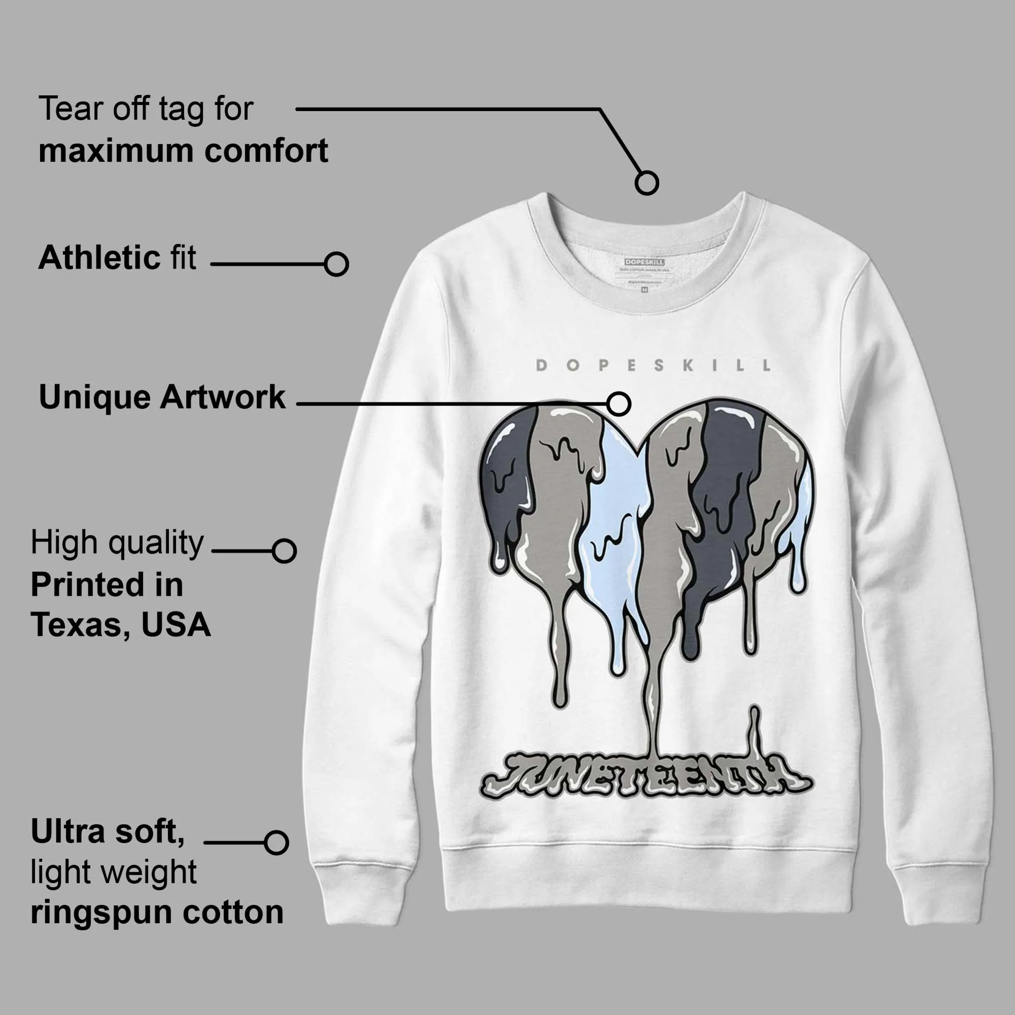 Cool Grey 6s DopeSkill Sweatshirt Juneteenth Heart Graphic sold by Archiify product image thumbnail 3