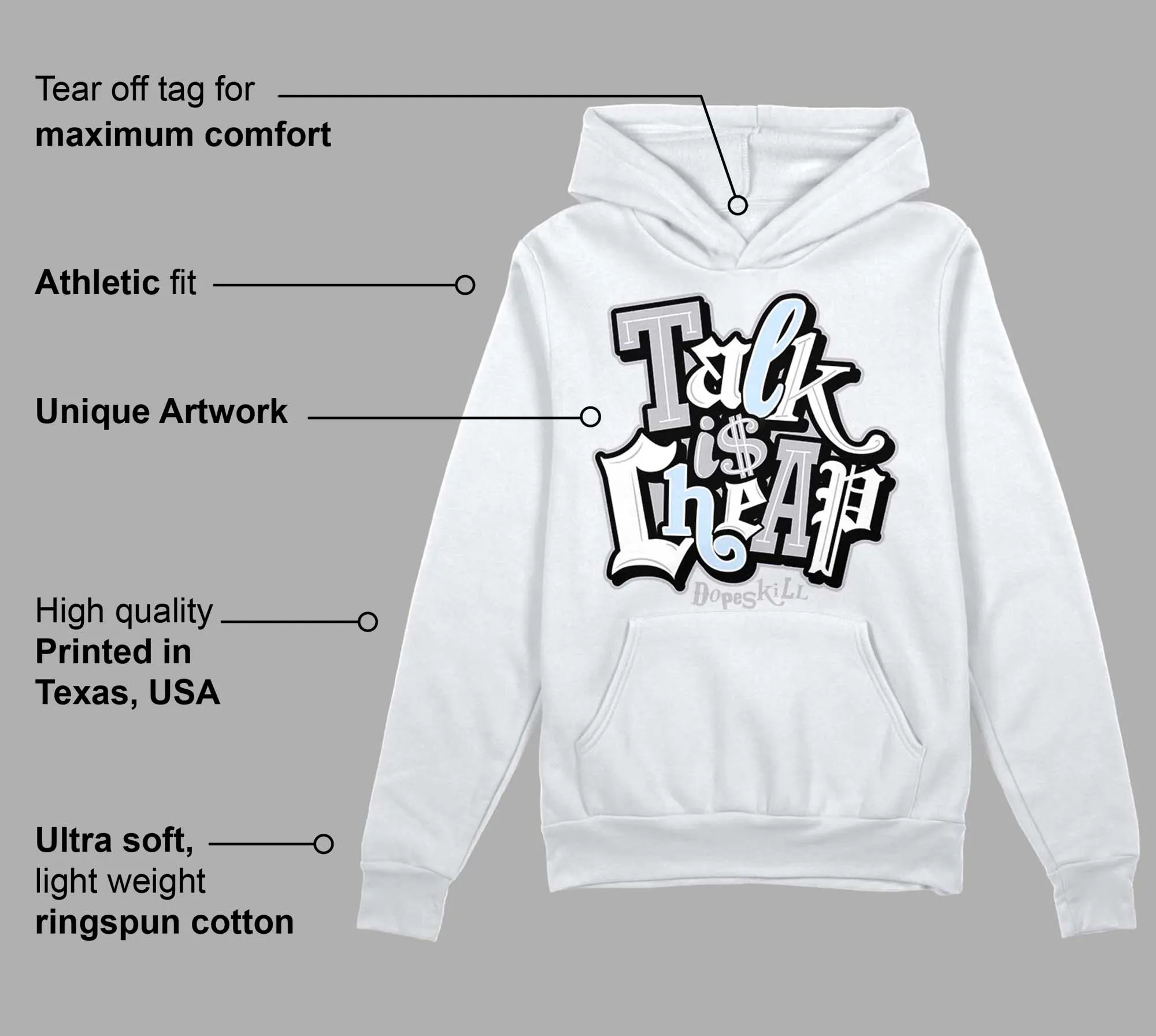 Cement Grey 11s DopeSkill Hoodie Sweatshirt Talk Is Chip Graphic sold by Archiify product image thumbnail 3