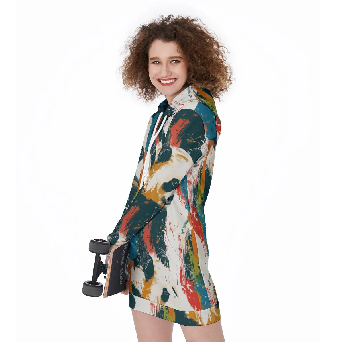 Colorful Panda Printed Women's Long Hoodie sold by Archiify product image thumbnail 5