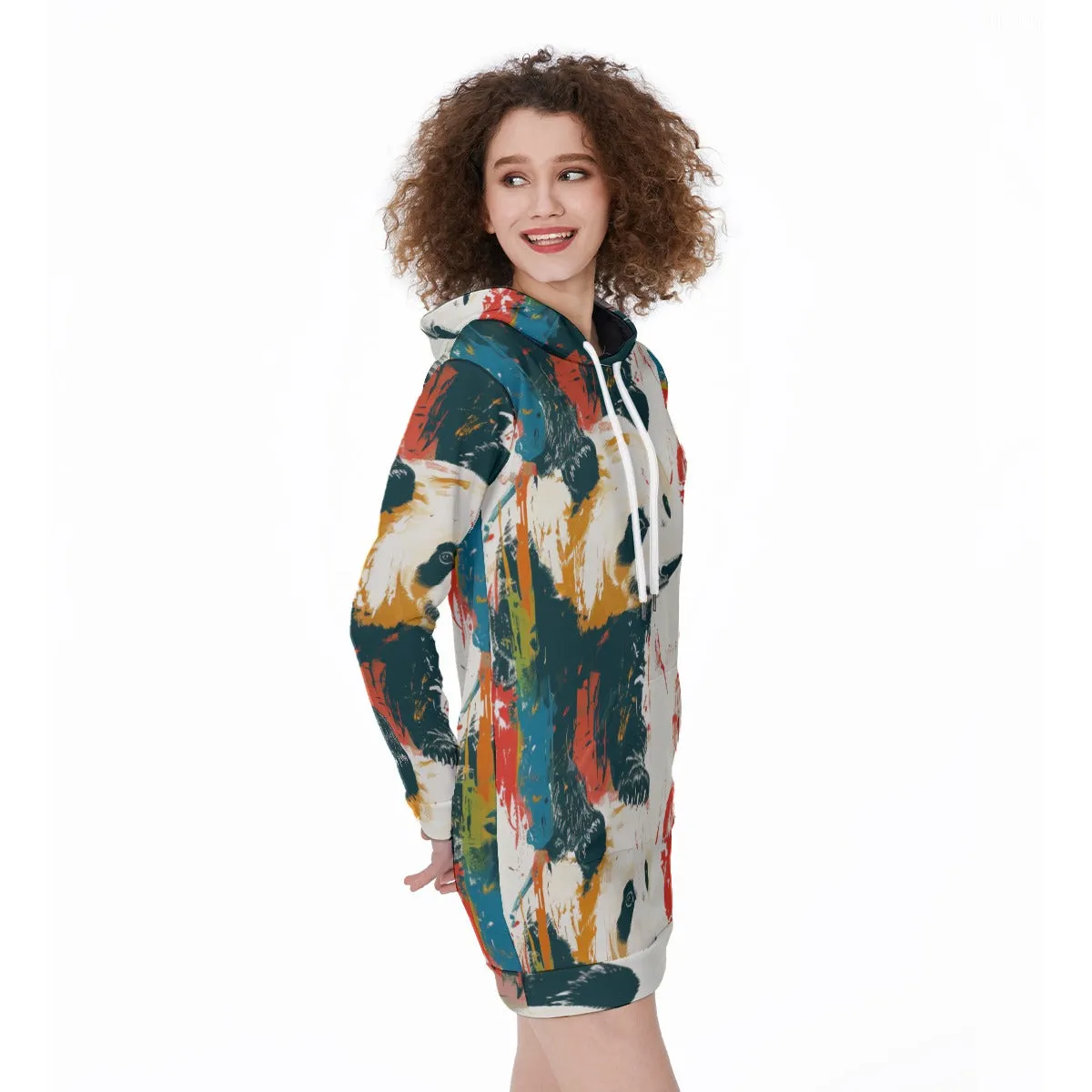 Colorful Panda Printed Women's Long Hoodie sold by Archiify product image thumbnail 4