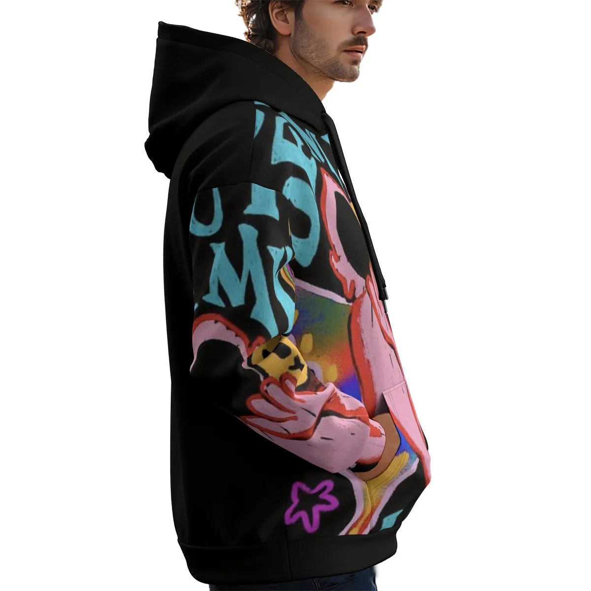 Smiley Graffiti Print Unisex Plus Fleece Pullover Hoodie sold by Archiify product image thumbnail 5