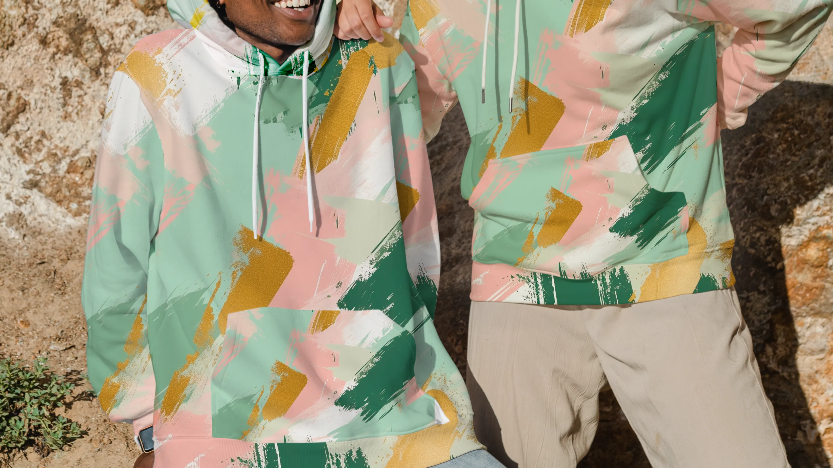 Eco-friendly Brushstroke Print Unisex Pullover Hoodie sold by Archiify product image thumbnail 3