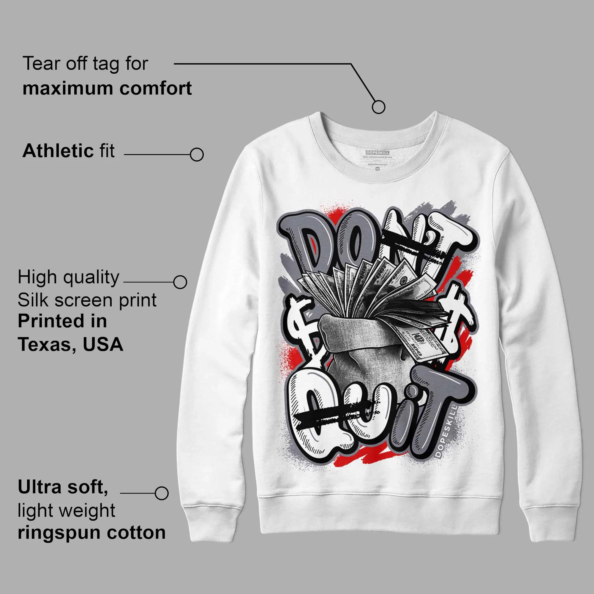 Fire Red 9s DopeSkill Sweatshirt Don't Quit Graphic sold by Archiify product image thumbnail 3
