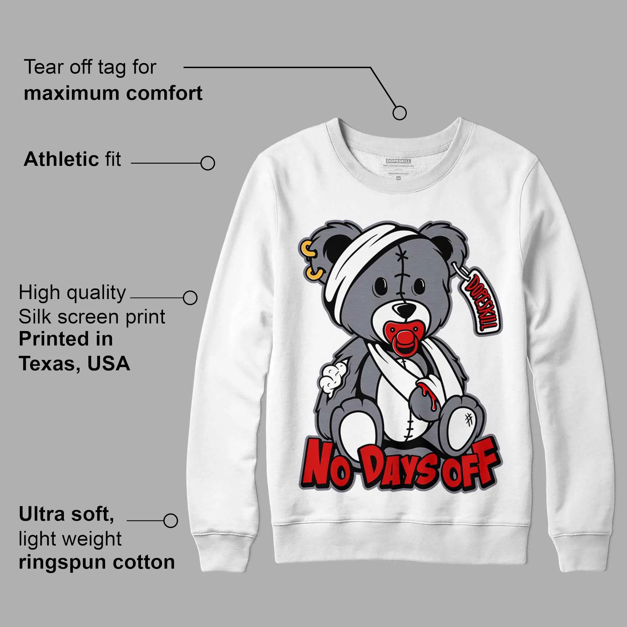 Fire Red 9s DopeSkill Sweatshirt Hurt Bear Graphic sold by Archiify product image thumbnail 3