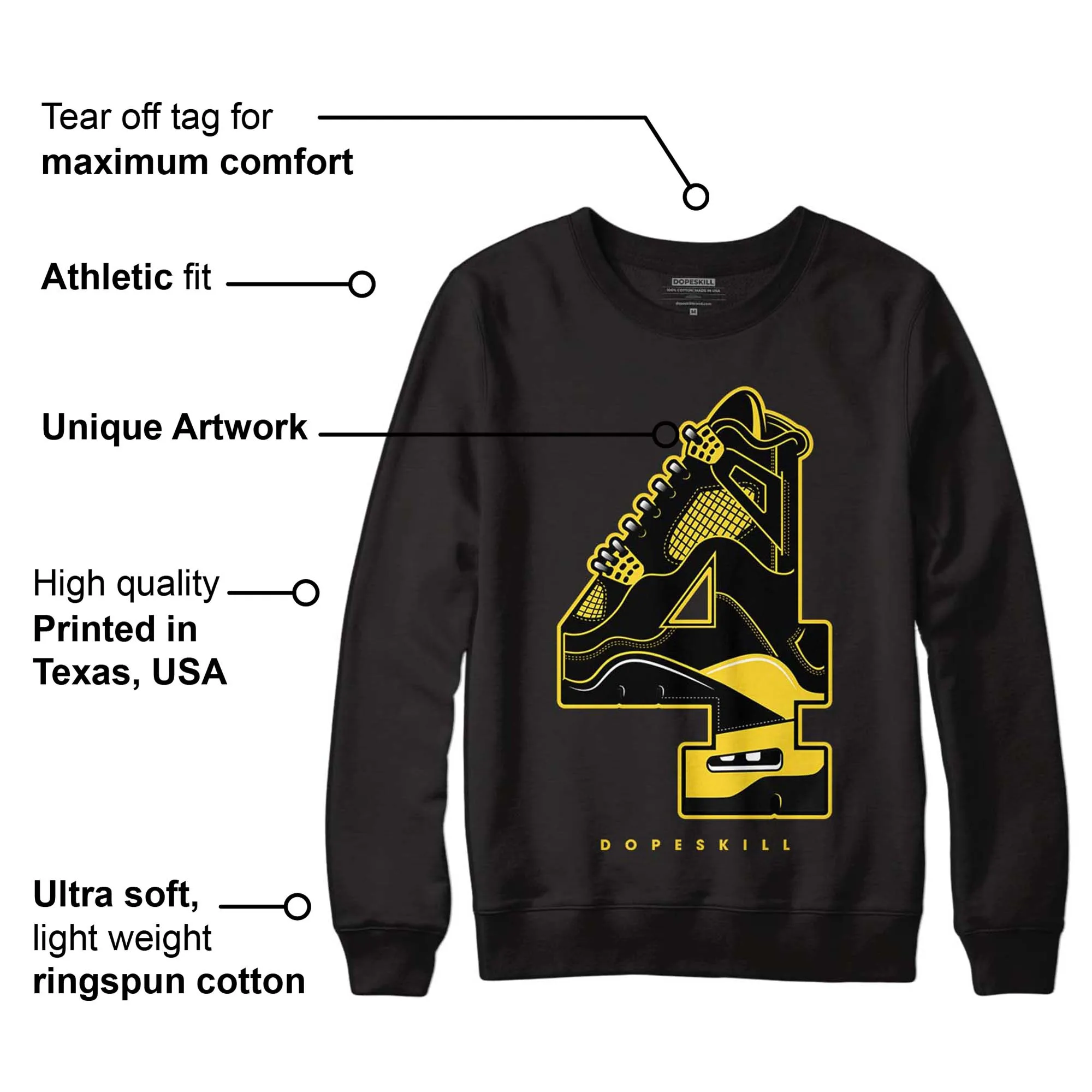 Black Tour Yellow AJ 4 Thunder DopeSkill Sweatshirt No.4 Graphic sold by Archiify product image thumbnail 3