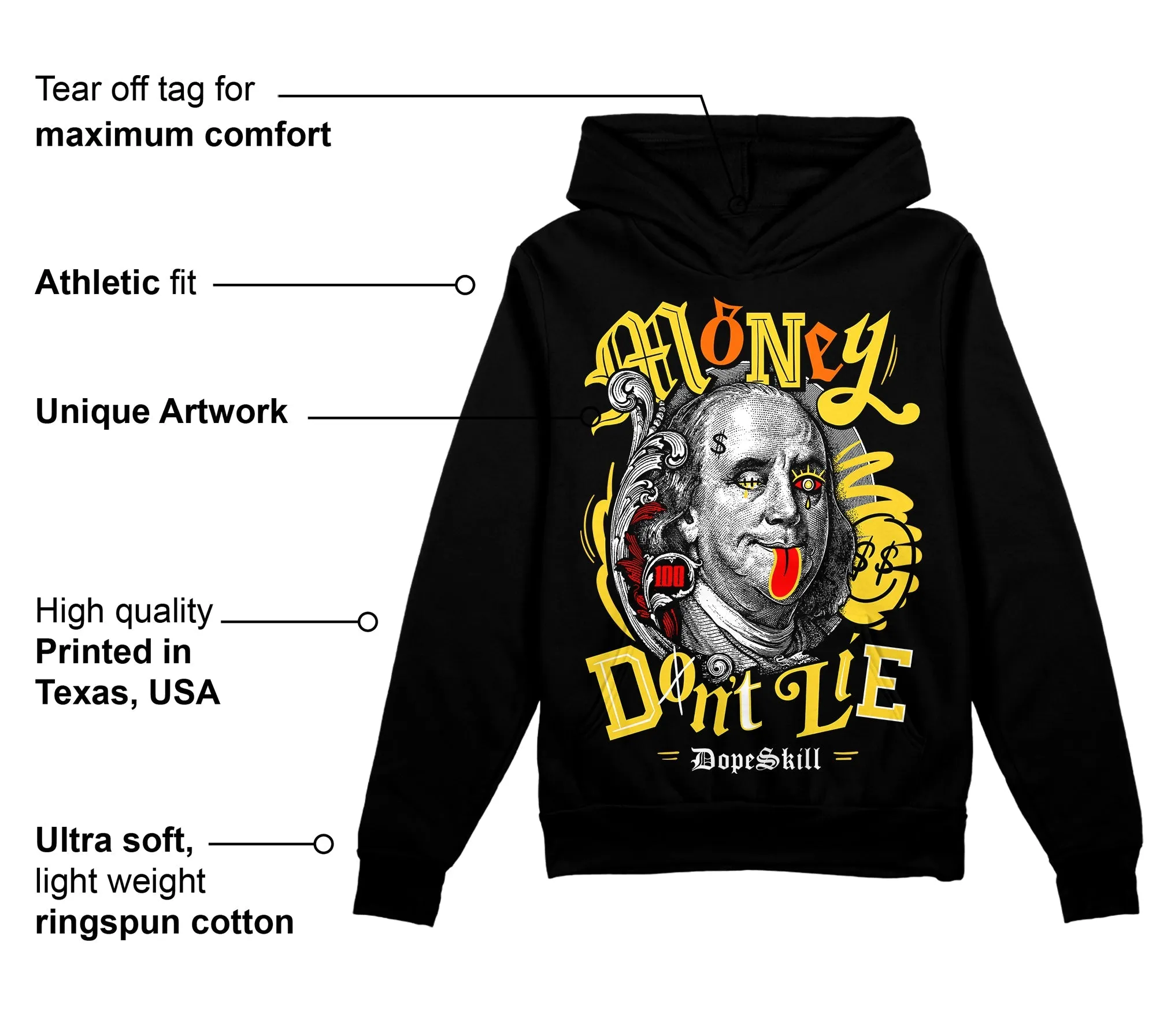Black Tour Yellow AJ 4 Thunder DopeSkill Hoodie Sweatshirt Money Don't Lie Graphic sold by Archiify product image thumbnail 3