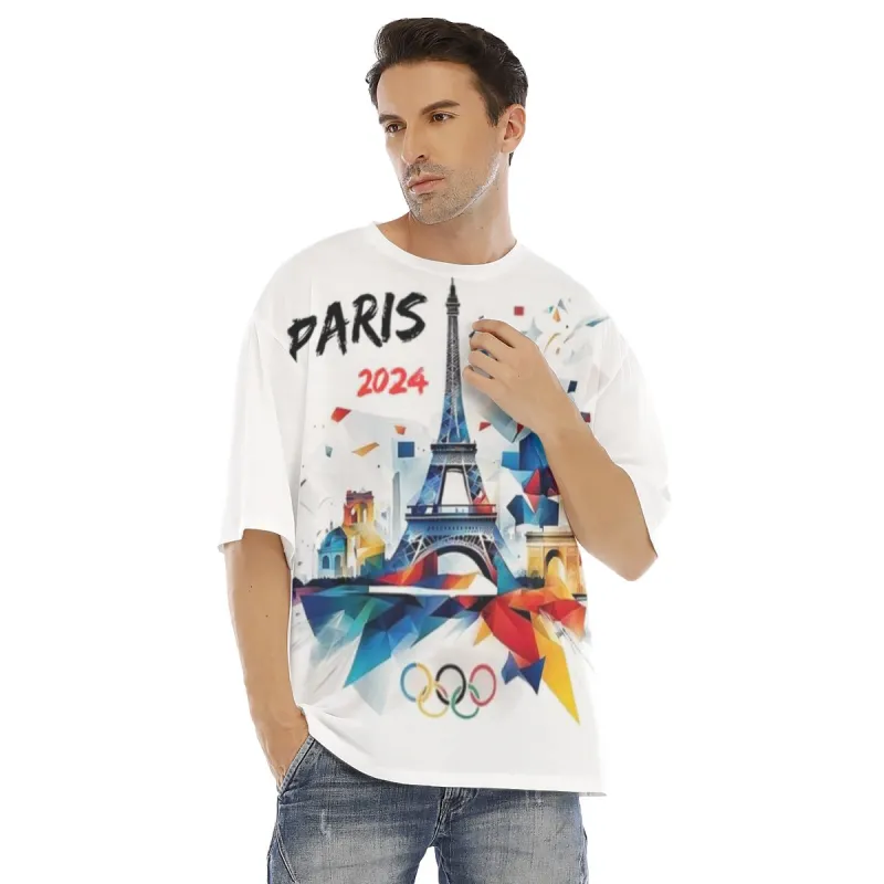 2024 Paris Olympic  Men's Drop Shoulder T-shirt With Short Sleeve sold by Archiify