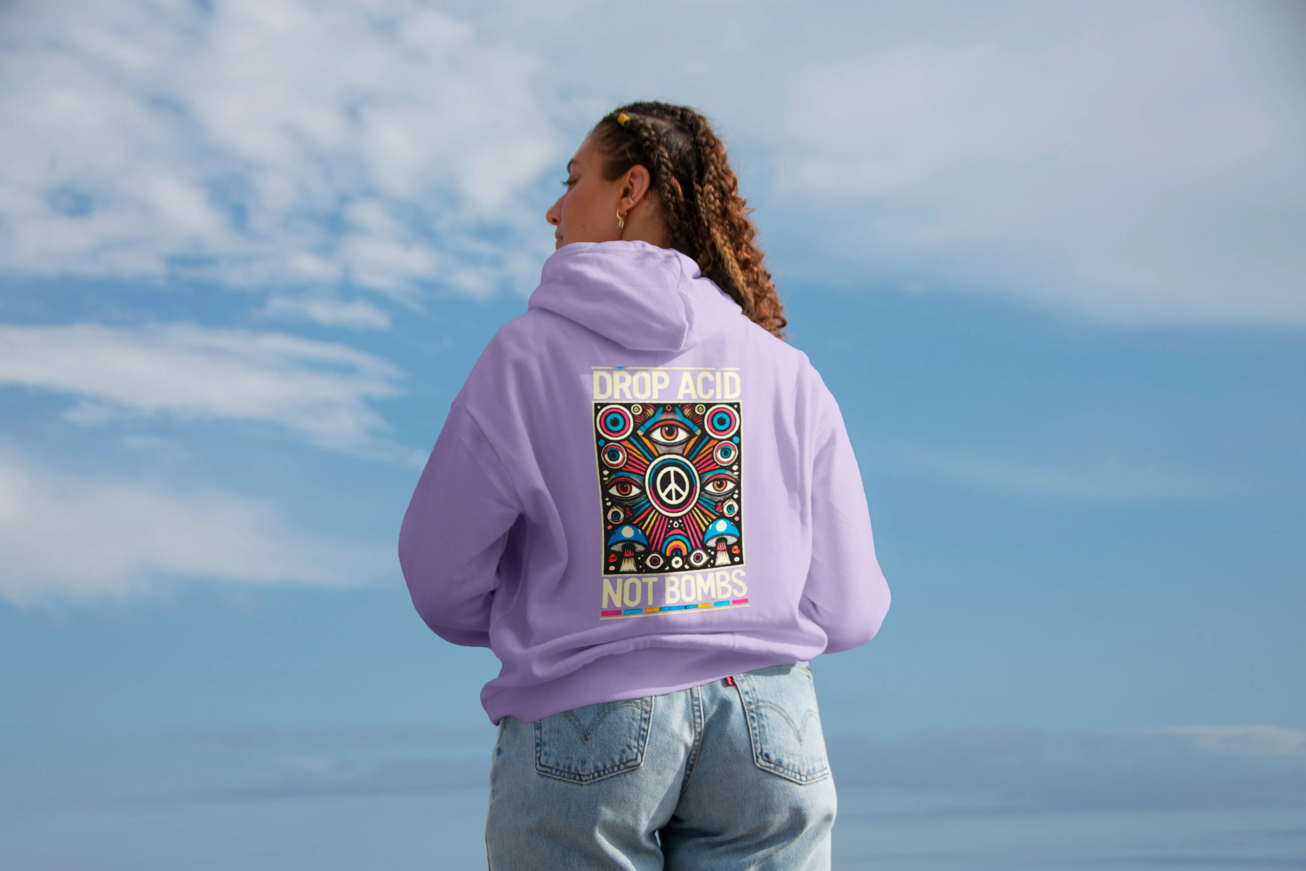 ‘Retro Psychedelia’ Purple Eco-friendly All-Over Print Unisex Pullover Hoodie sold by Archiify product image thumbnail 3