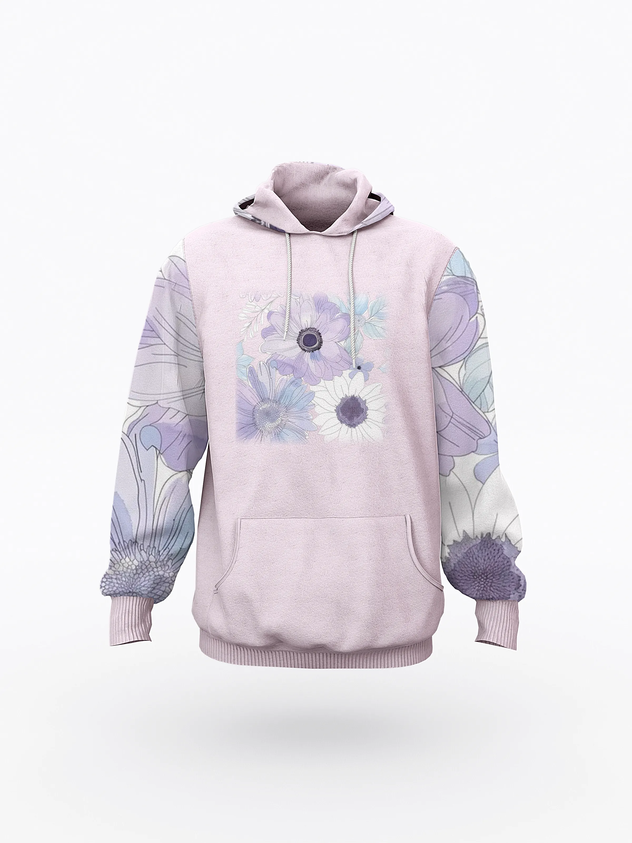Women's Purple Floral Hoodie sold by Archiify