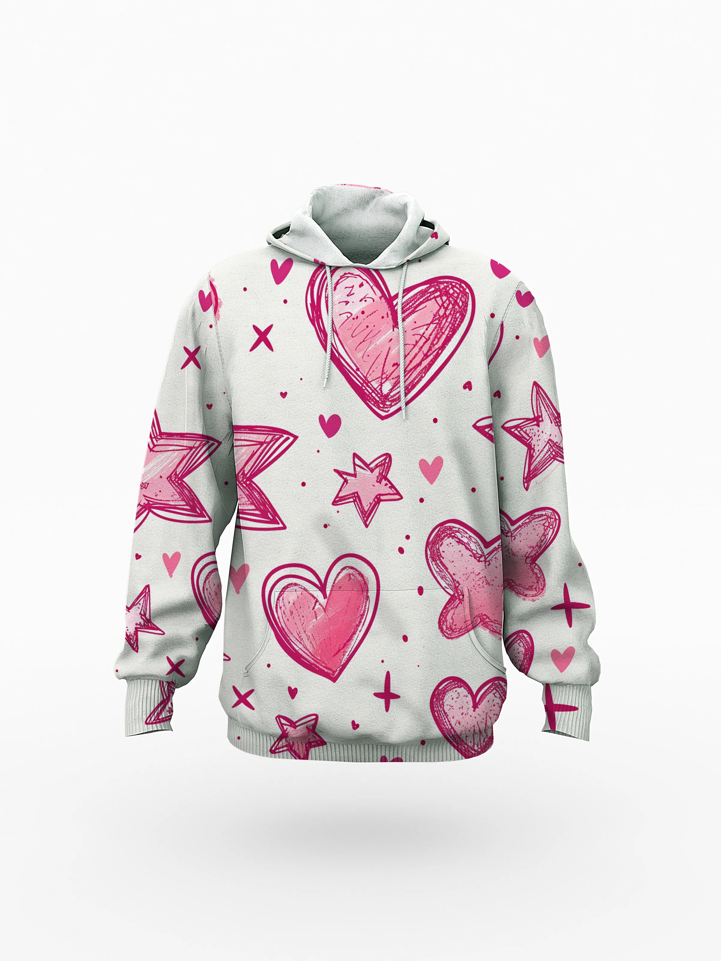 Pink Heart Customized Women's Hoodie sold by Archiify