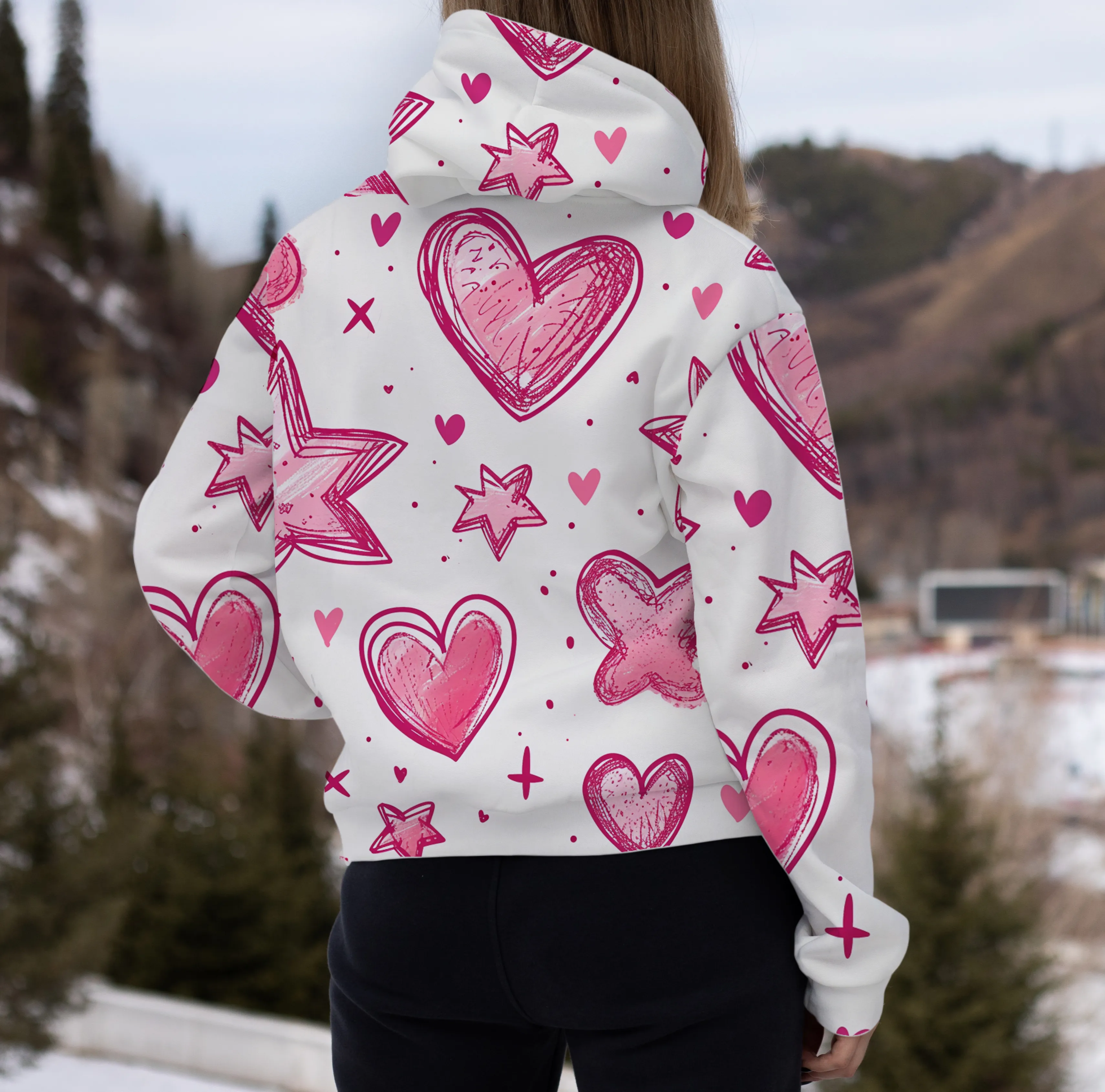 Pink Heart Customized Women's Hoodie sold by Archiify product image thumbnail 3