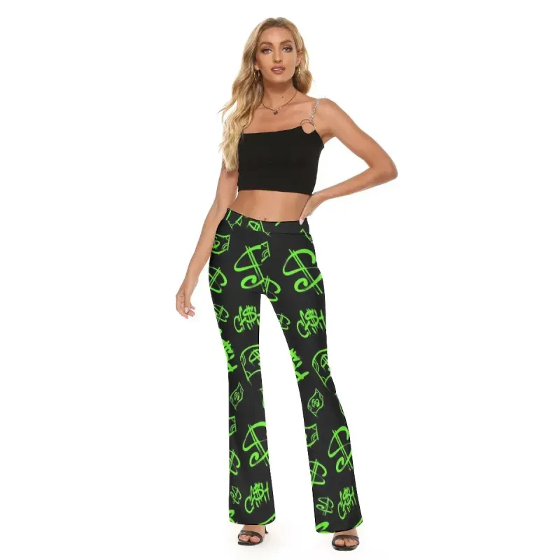 Hip-Hop Style Letter Print Women's High Stretch Flare Pants sold by Archiify