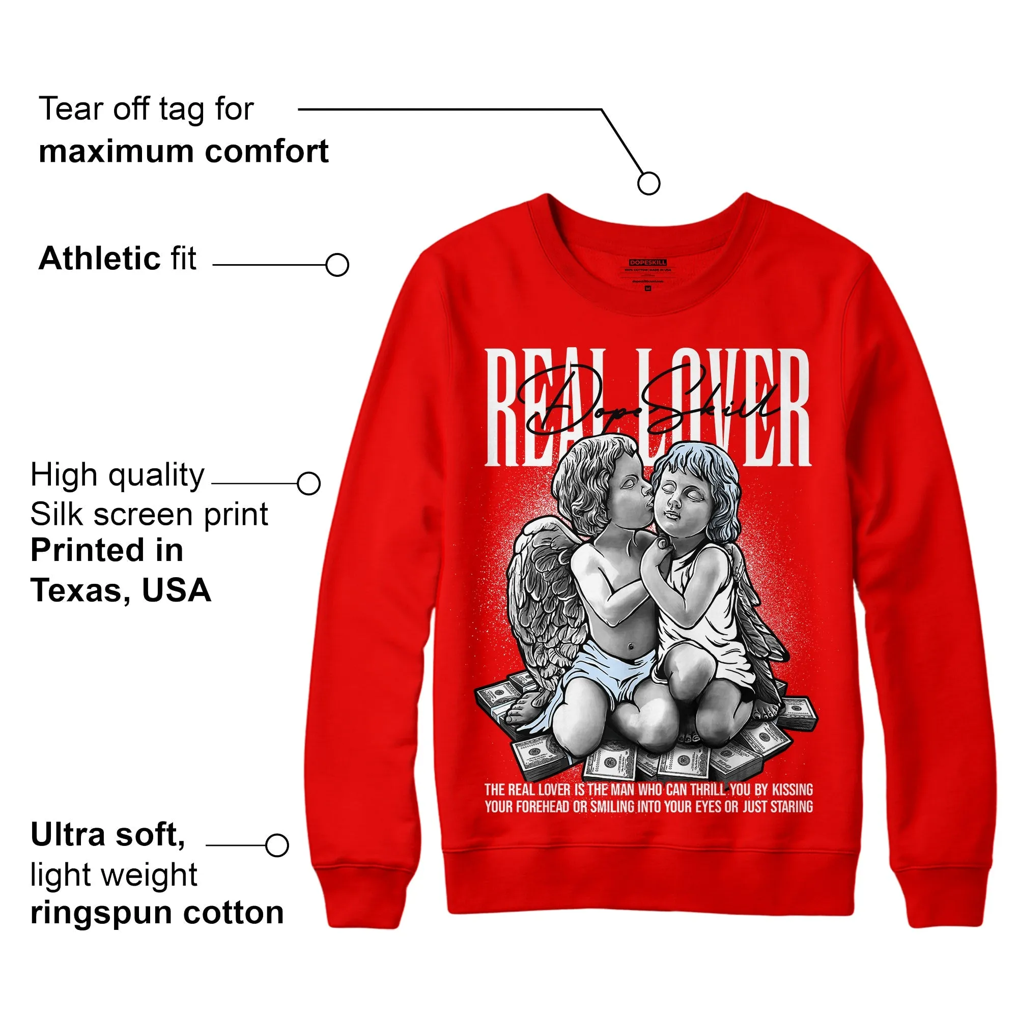 Cherry 11s DopeSkill Varsity Red Sweatshirt Real Lover Graphic sold by Archiify product image thumbnail 2