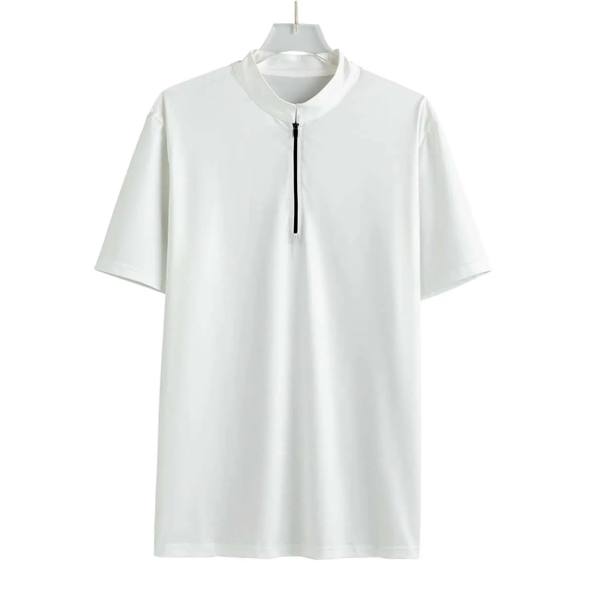 Men's Stand-up Collar T-shirts with Black Zipper sold by Archiify product image thumbnail 2