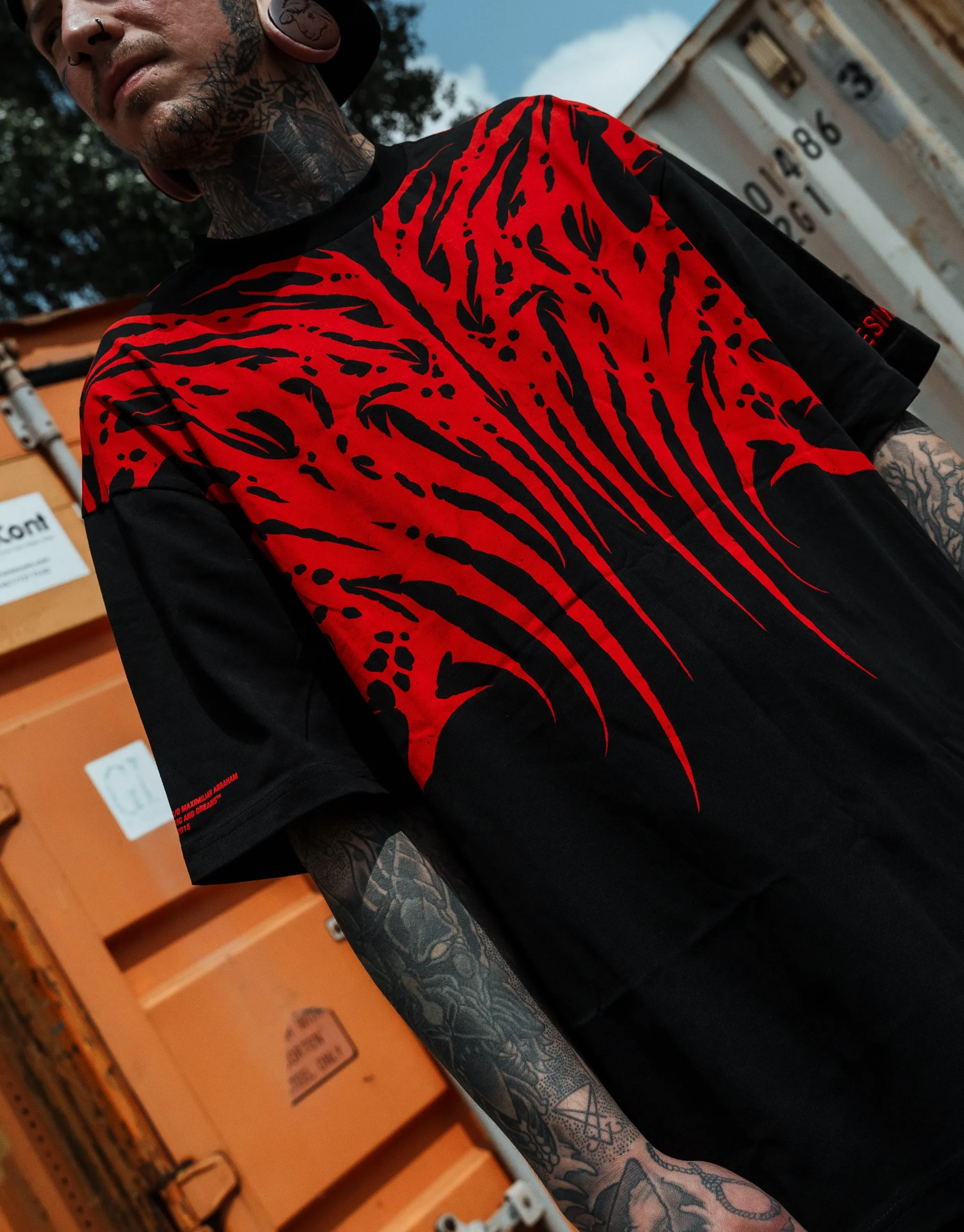 Necroblade (red) - Heavy Oversized T-Shirt black 250GSM sold by Archiify product image thumbnail 5