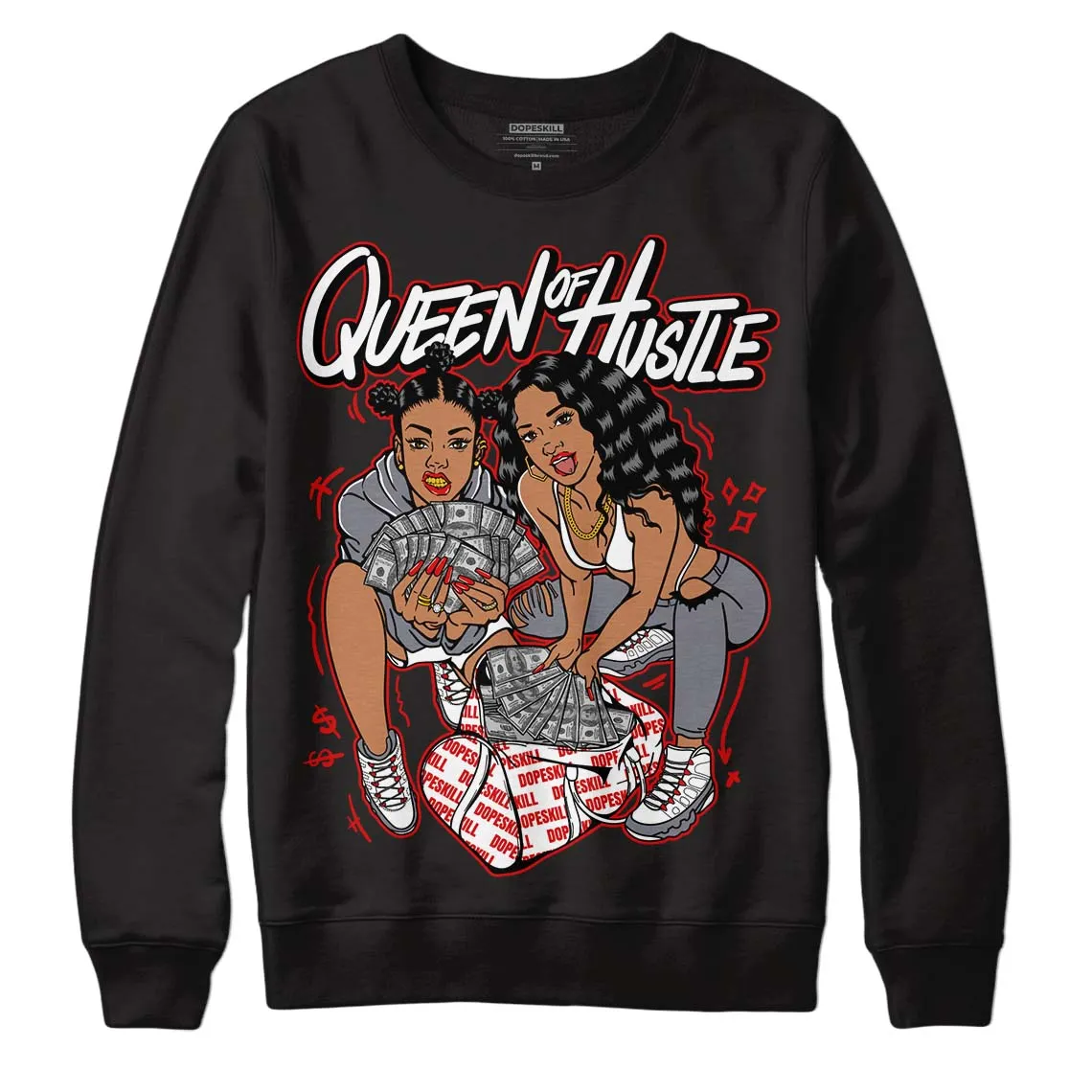Fire Red 9s DopeSkill Sweatshirt Queen Of Hustle Graphic sold by Archiify product image thumbnail 2