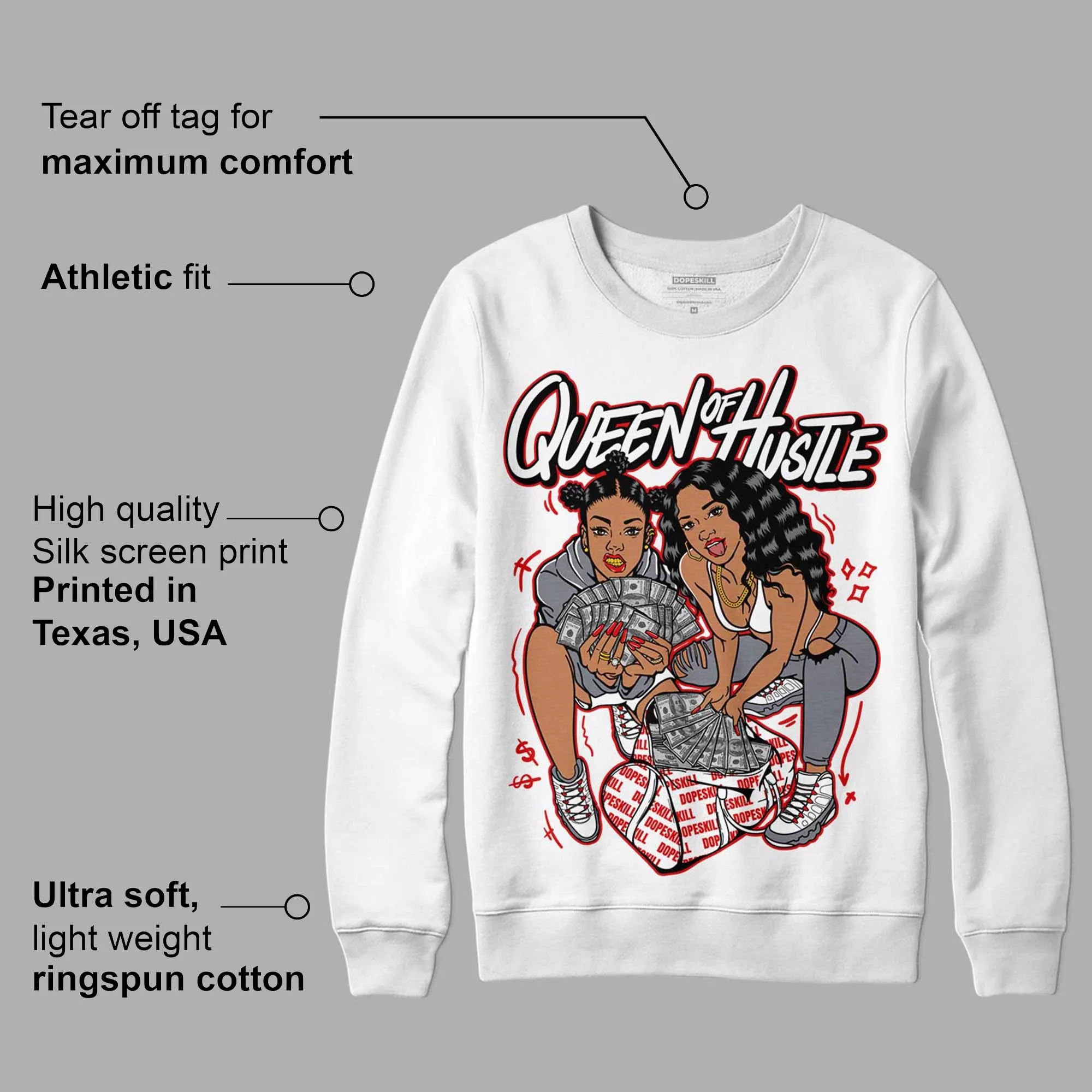 Fire Red 9s DopeSkill Sweatshirt Queen Of Hustle Graphic sold by Archiify product image thumbnail 3