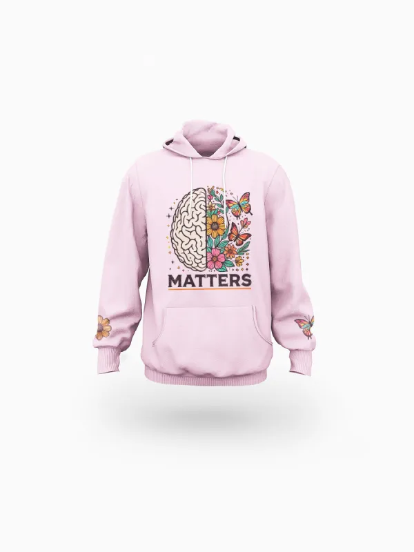 ‘Mentality’ Pink Eco-friendly All-Over Print Unisex Pullover Hoodie sold by Archiify