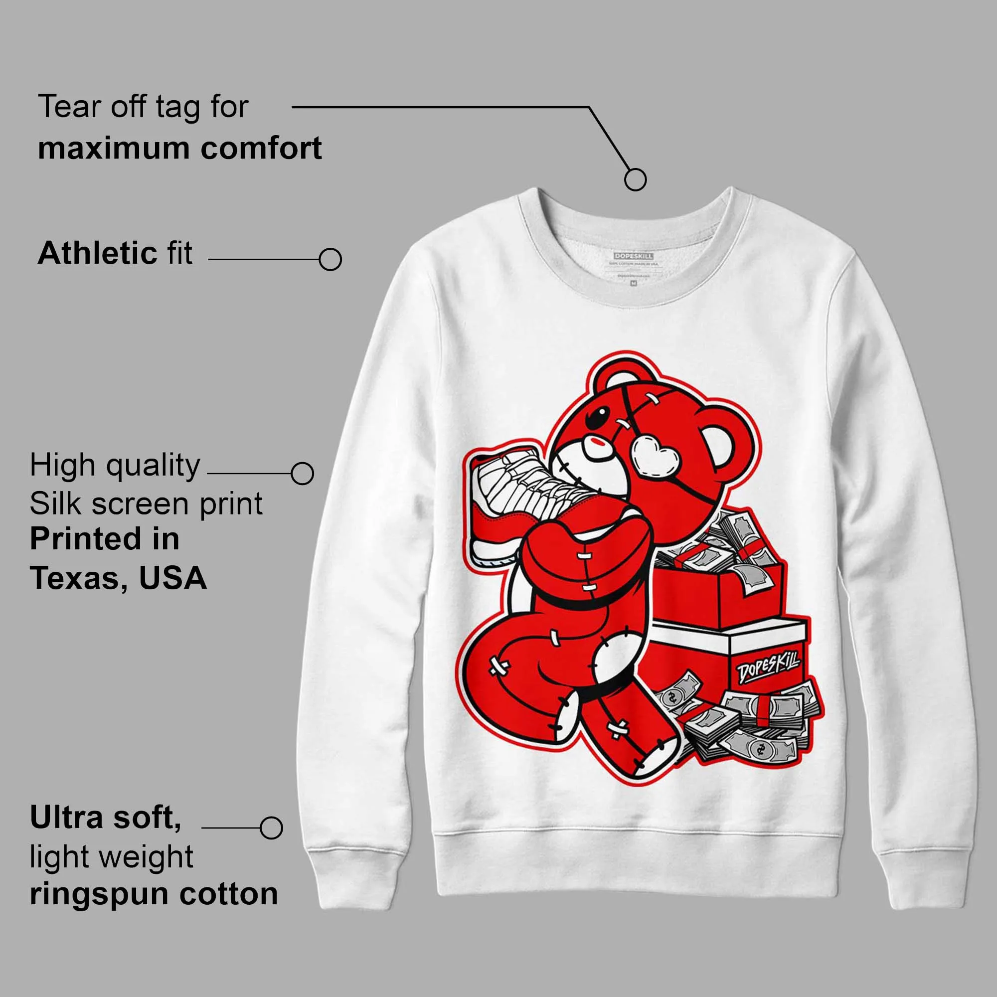 Cherry 11s DopeSkill Sweatshirt Bear Steals Sneaker Graphic sold by Archiify product image thumbnail 3