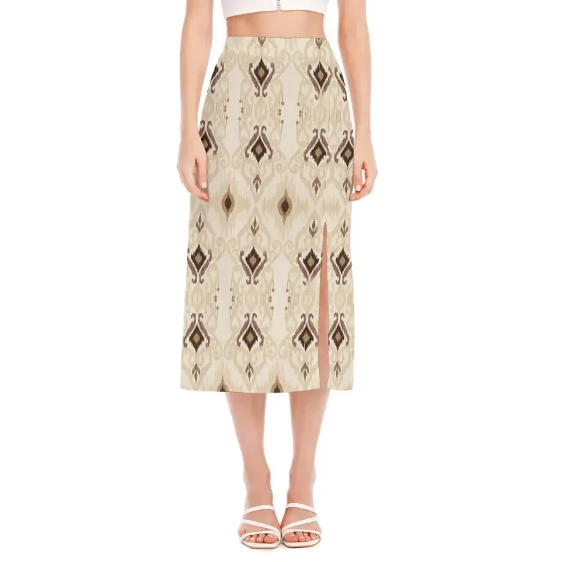 Hippie Style Geo Print Women's High Slit Long Skirt sold by Archiify