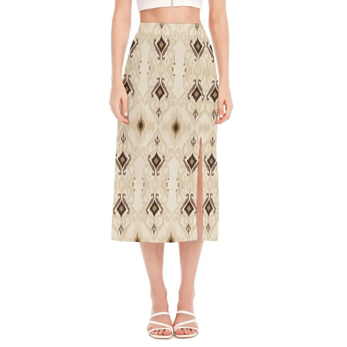 Hippie Style Geo Print Women's High Slit Long Skirt sold by Archiify