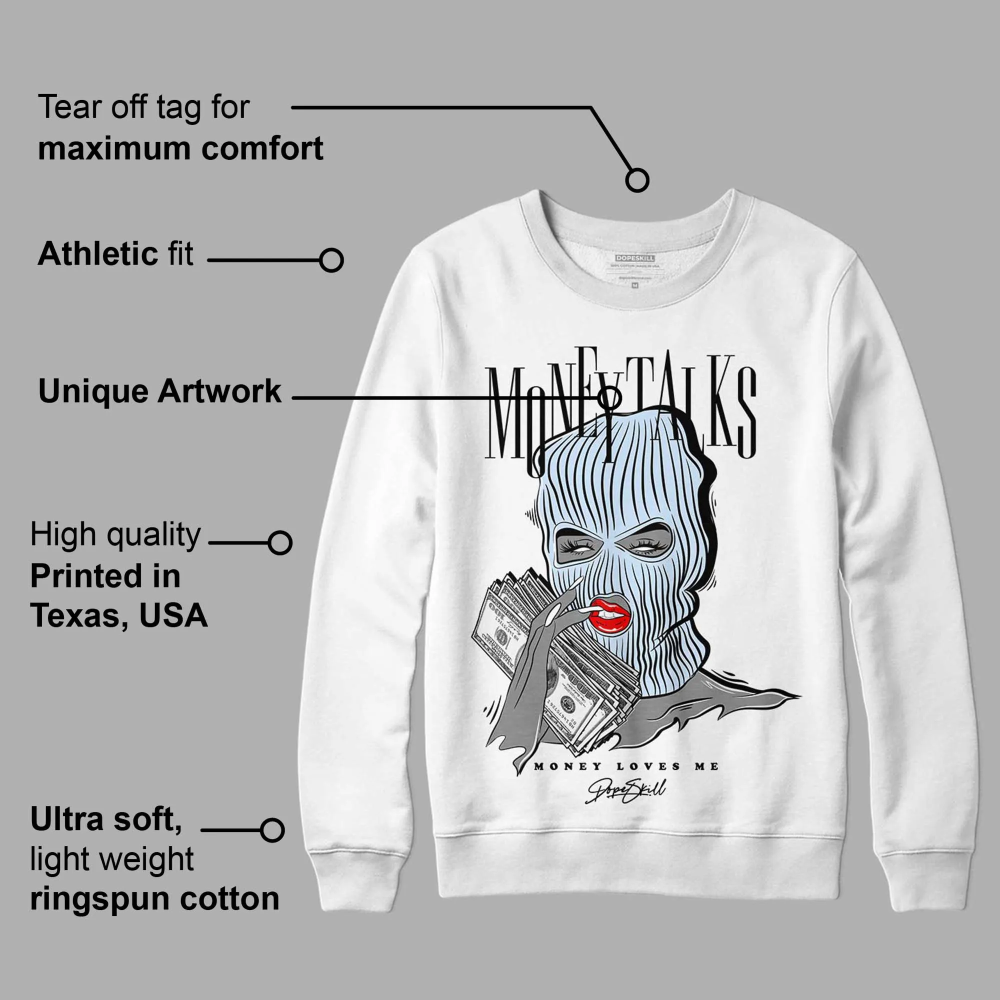 Cement Grey 11s DopeSkill Sweatshirt Money Talks Graphic sold by Archiify product image thumbnail 3