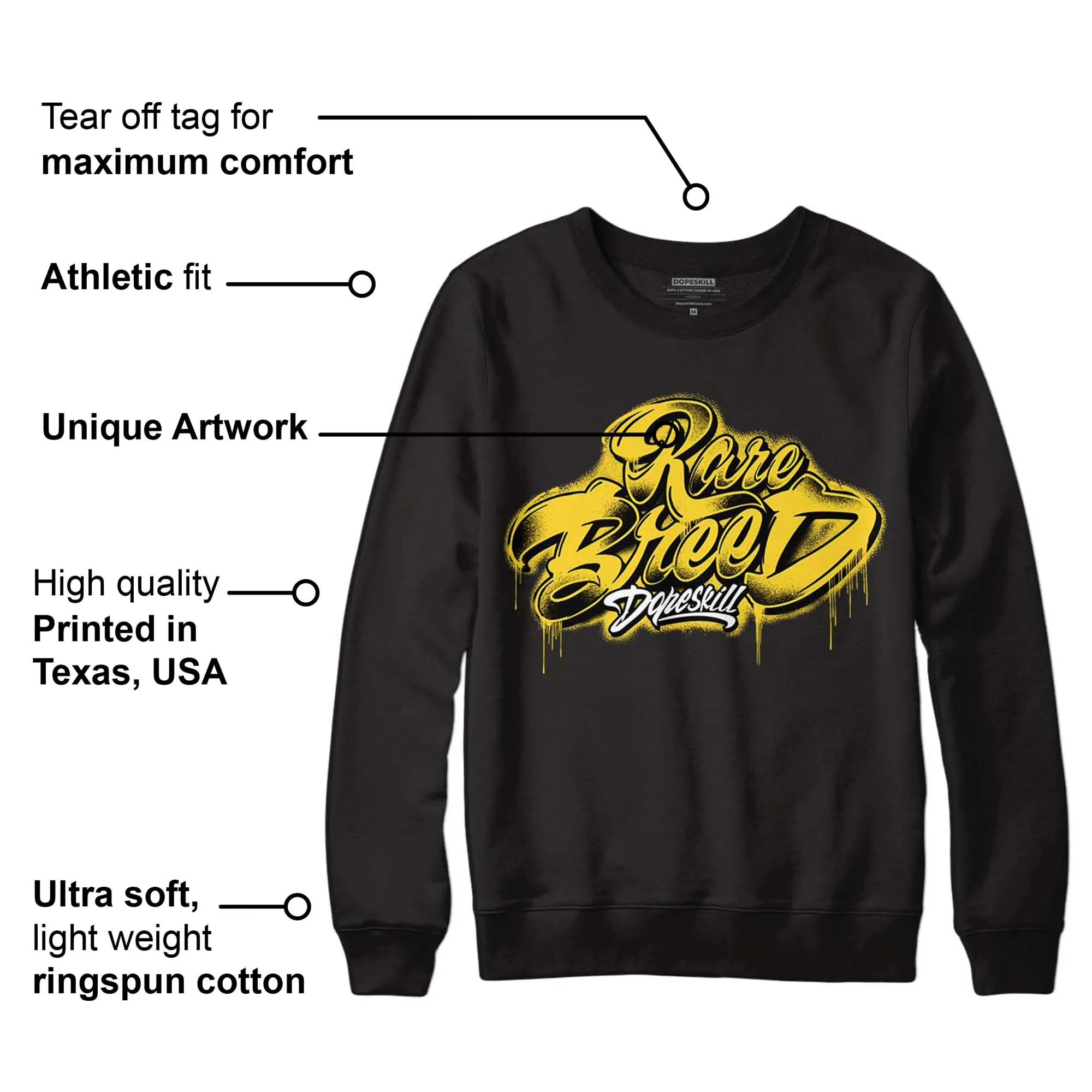Black Tour Yellow AJ 4 Thunder DopeSkill Sweatshirt Rare Breed Type Graphic sold by Archiify product image thumbnail 3
