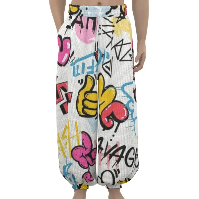 Hip-Hop Style Graffiti Unisex Lantern Pants sold by Archiify