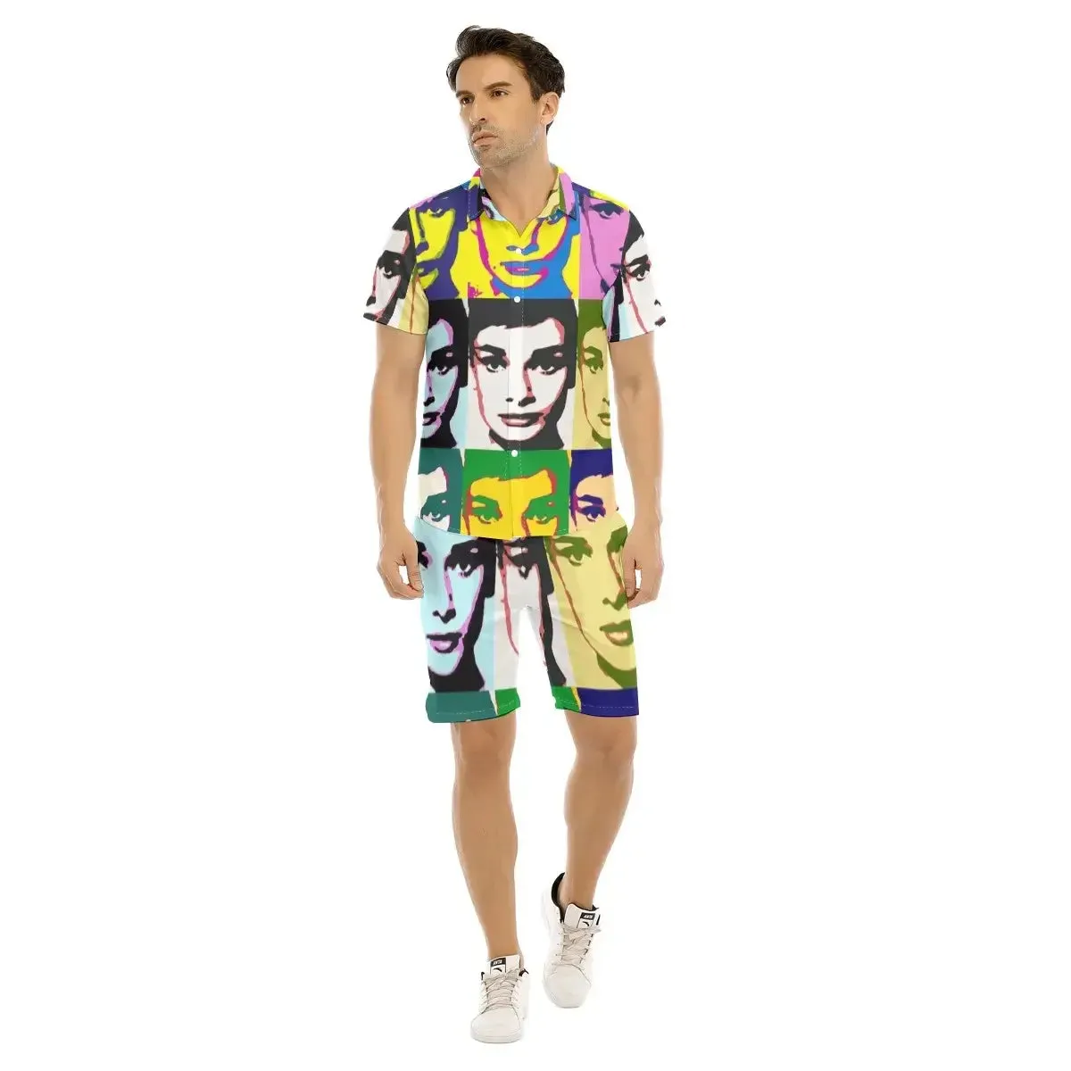 Pop Style Print Men's Short Sleeve Shirt Set sold by Archiify