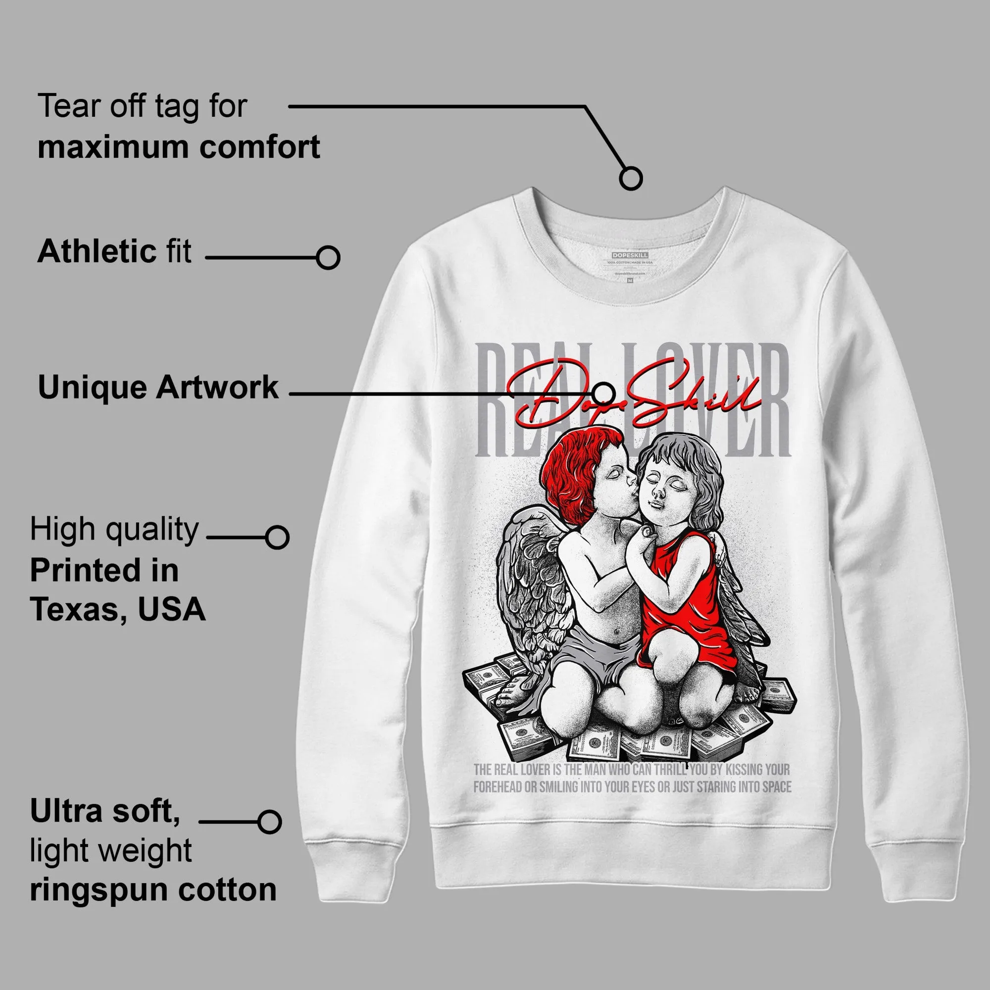 Fire Red 9s DopeSkill Sweatshirt Real Lover Graphic sold by Archiify product image thumbnail 3