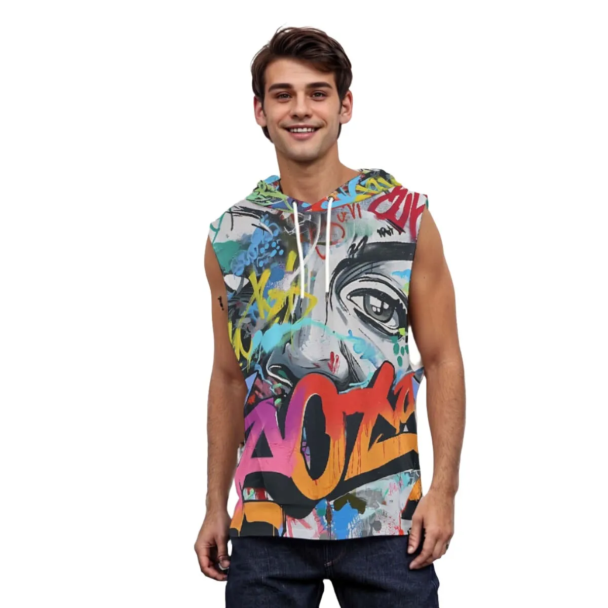 Hip Hop Style Men's Sleeveless Vest Hoodie sold by Archiify