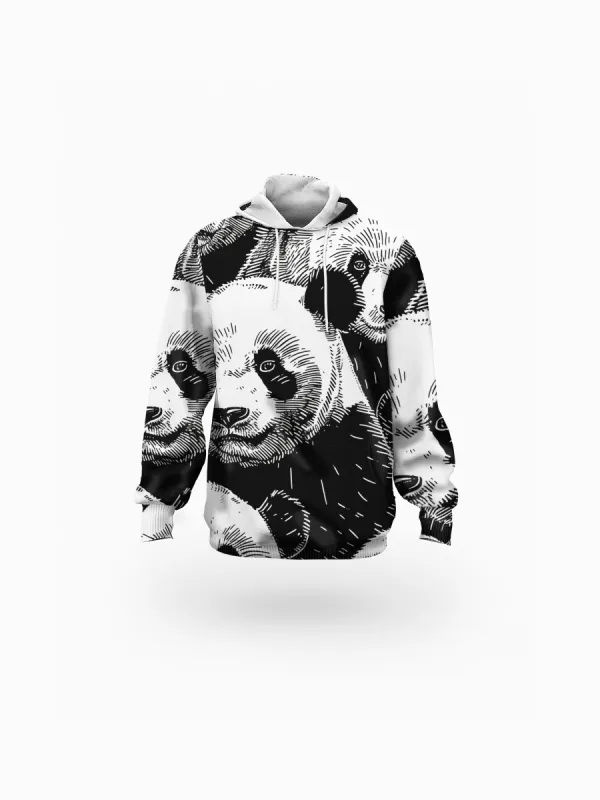 Panda Sketch Printed Women's Long Hoodie sold by Archiify