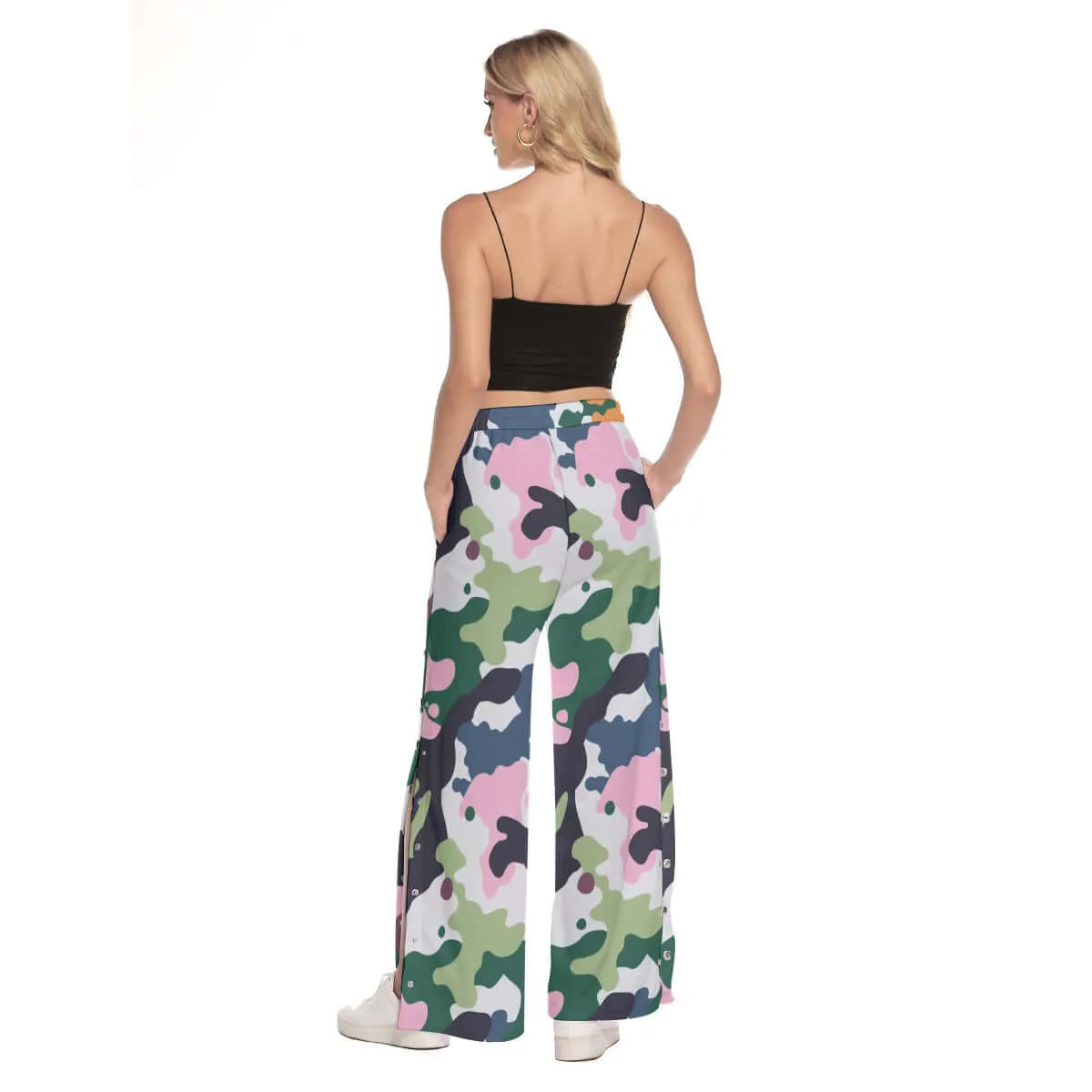 Hip-Hop Camouflage Print Women's Side Slit Snap Button Pants sold by Archiify product image thumbnail 4
