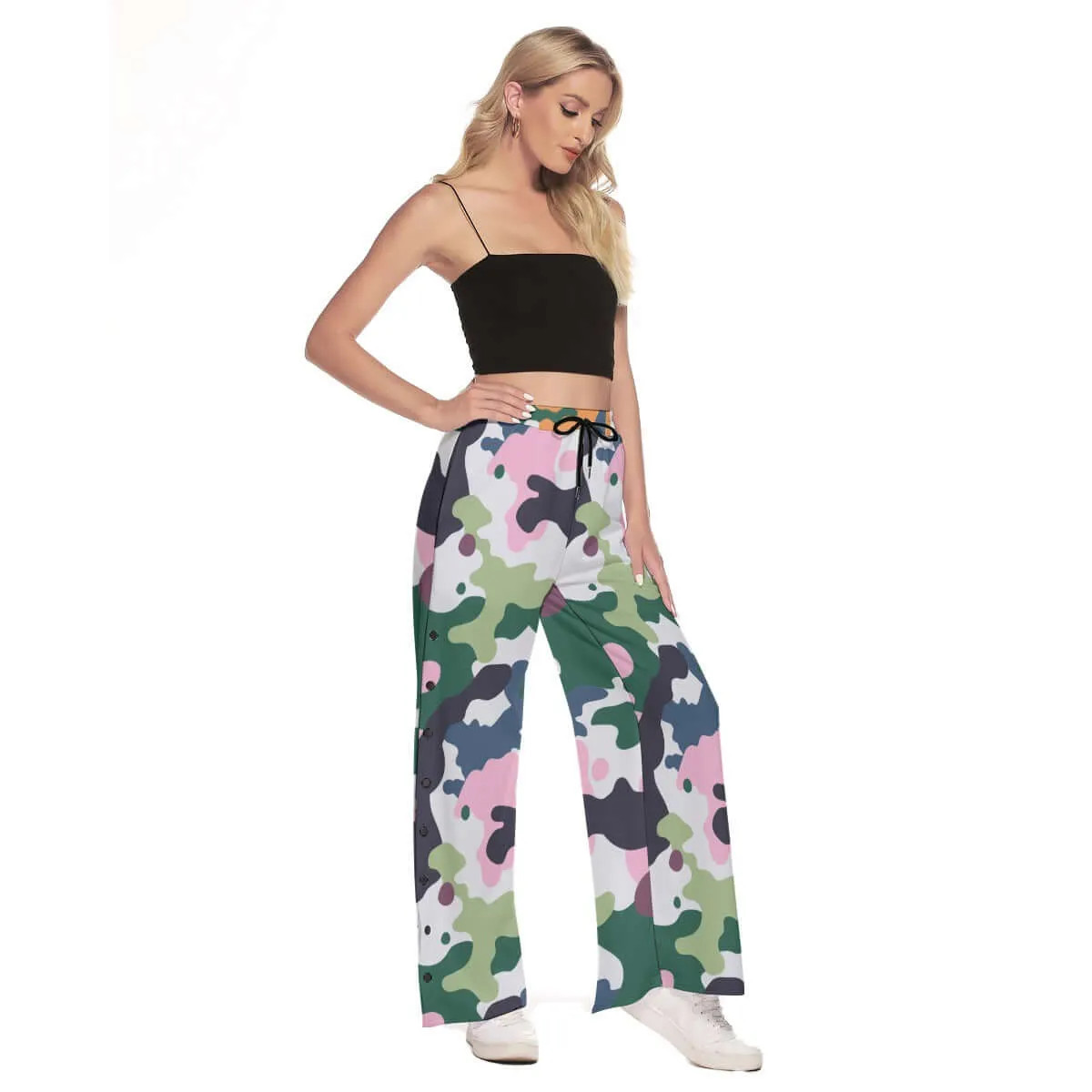 Hip-Hop Camouflage Print Women's Side Slit Snap Button Pants sold by Archiify product image thumbnail 2