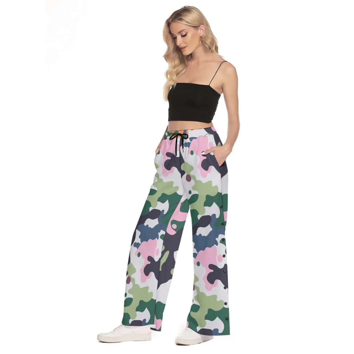 Hip-Hop Camouflage Print Women's Side Slit Snap Button Pants sold by Archiify product image thumbnail 3