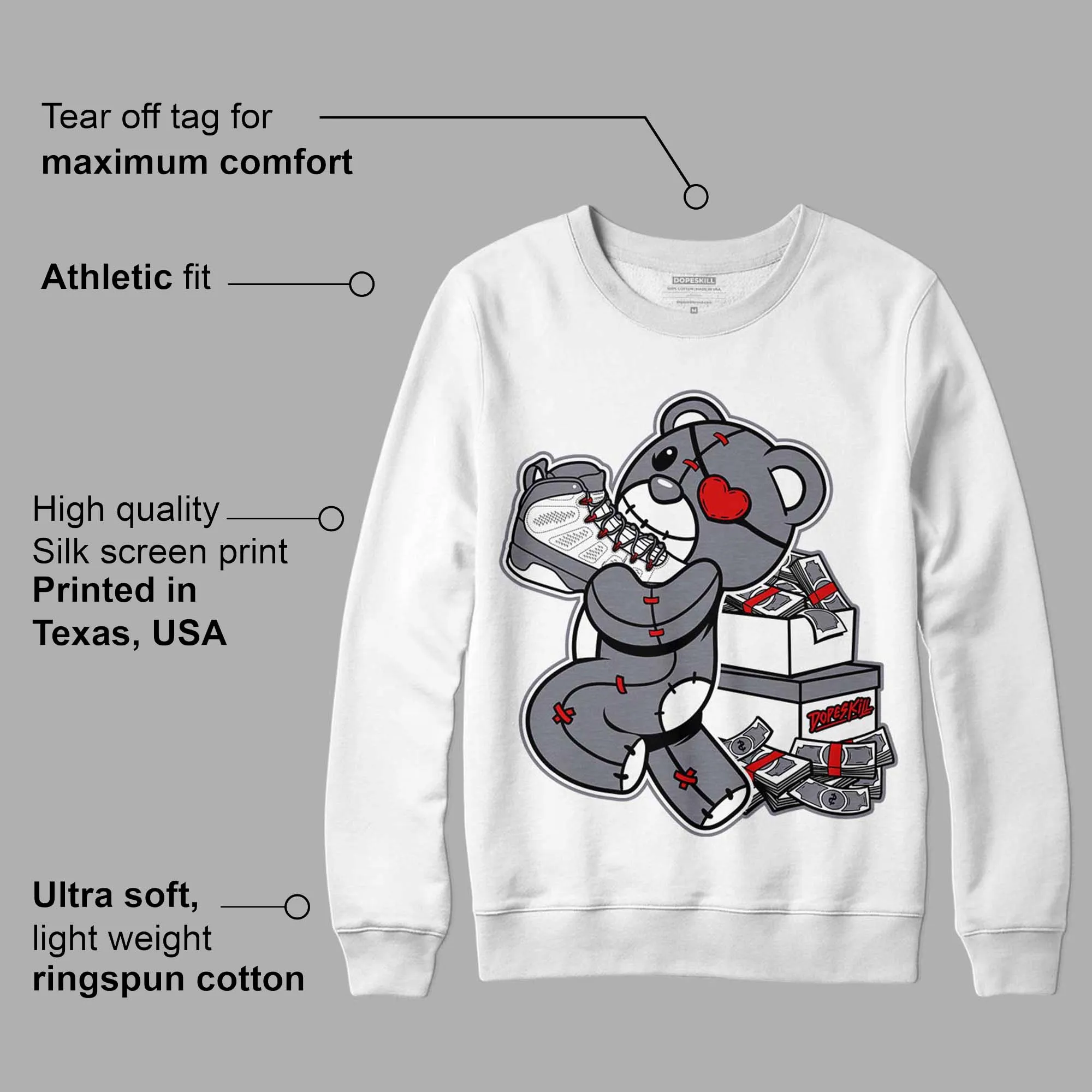 Fire Red 9s DopeSkill Sweatshirt Bear Steals Sneaker Graphic sold by Archiify product image thumbnail 3