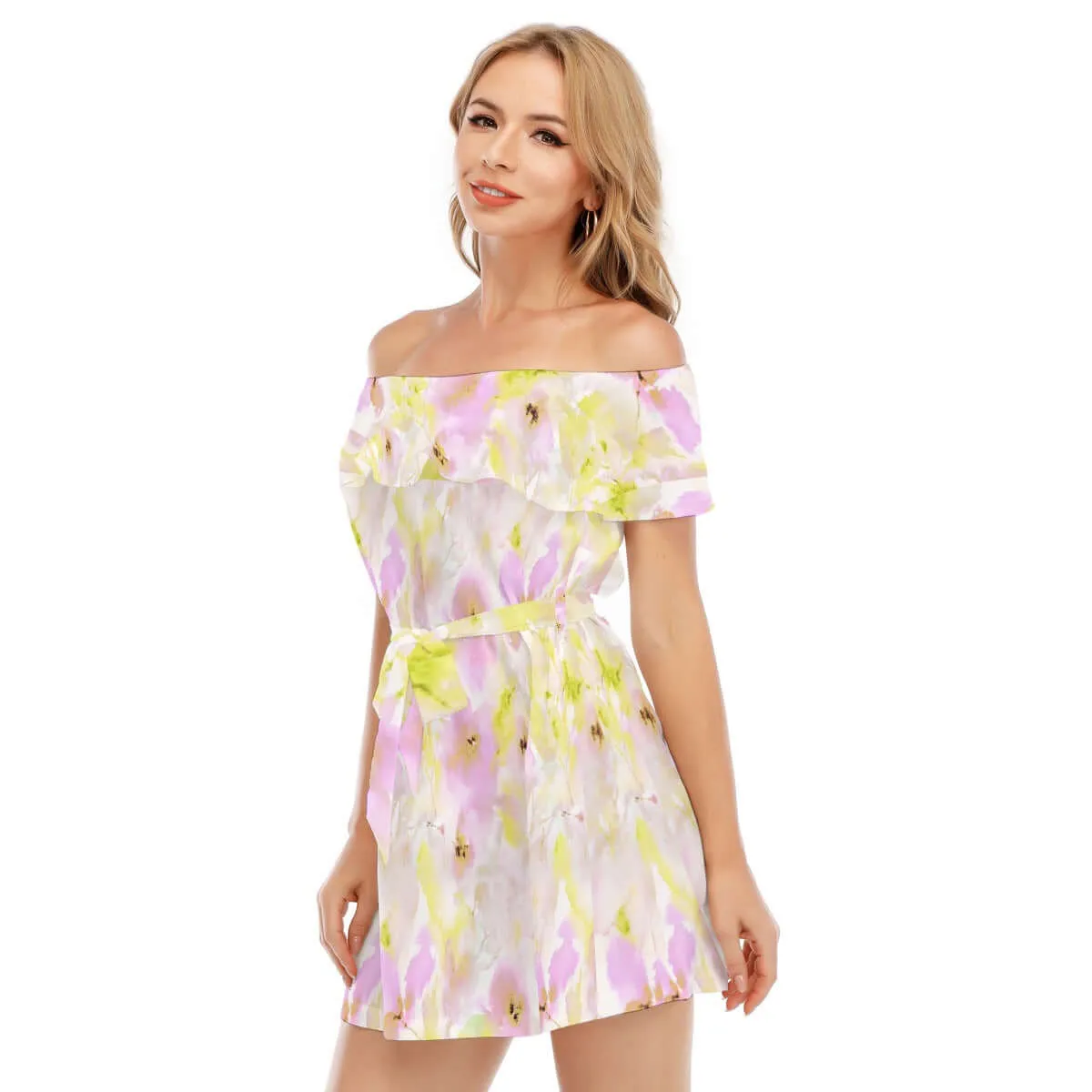 Cottagecore Women's Sexy Print Off-shoulder Dress With Ruffle sold by Archiify product image thumbnail 3
