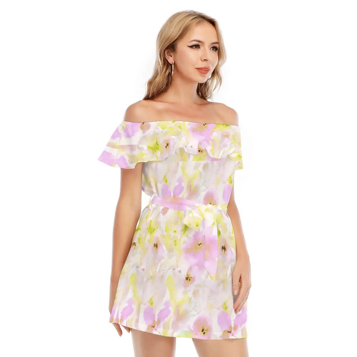 Cottagecore Women's Sexy Print Off-shoulder Dress With Ruffle sold by Archiify product image thumbnail 2