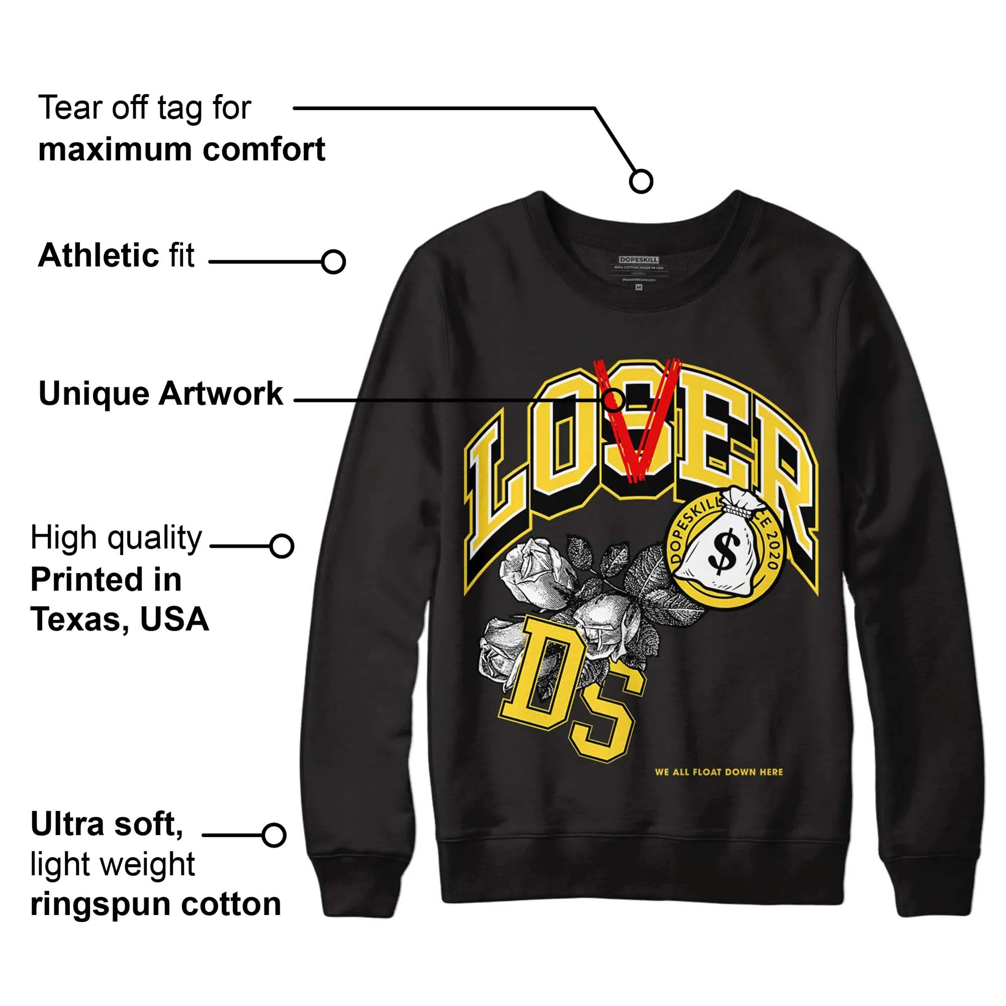 Black Tour Yellow AJ 4 Thunder DopeSkill Sweatshirt Loser Lover Graphic sold by Archiify product image thumbnail 3