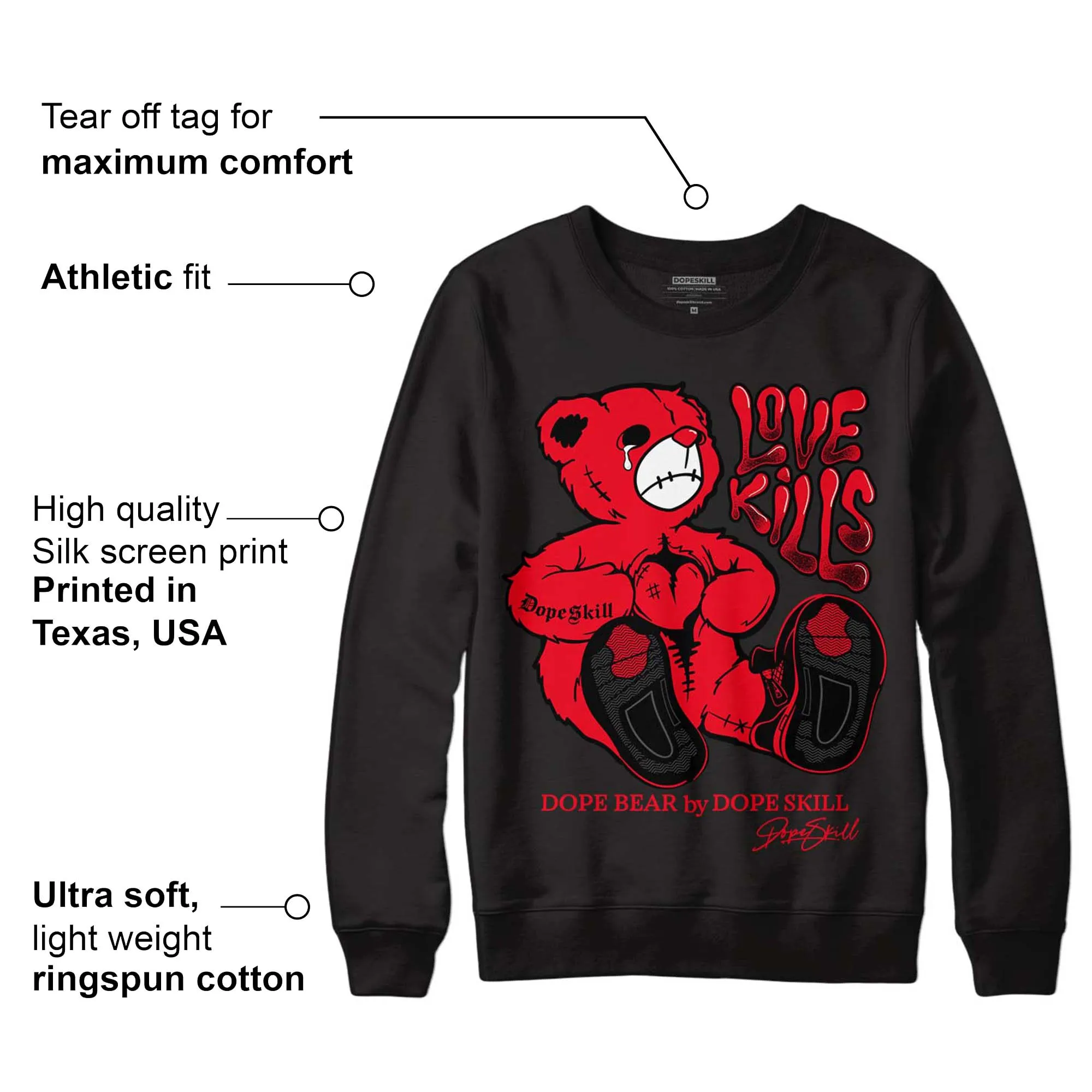 Red Thunder 4s DopeSkill Sweatshirt Love Kills Graphic sold by Archiify product image thumbnail 3