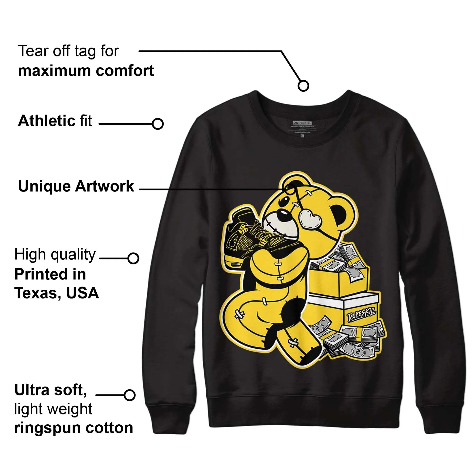 Black Tour Yellow AJ 4 Thunder DopeSkill Sweatshirt Bear Steals Sneaker Graphic sold by Archiify product image thumbnail 3