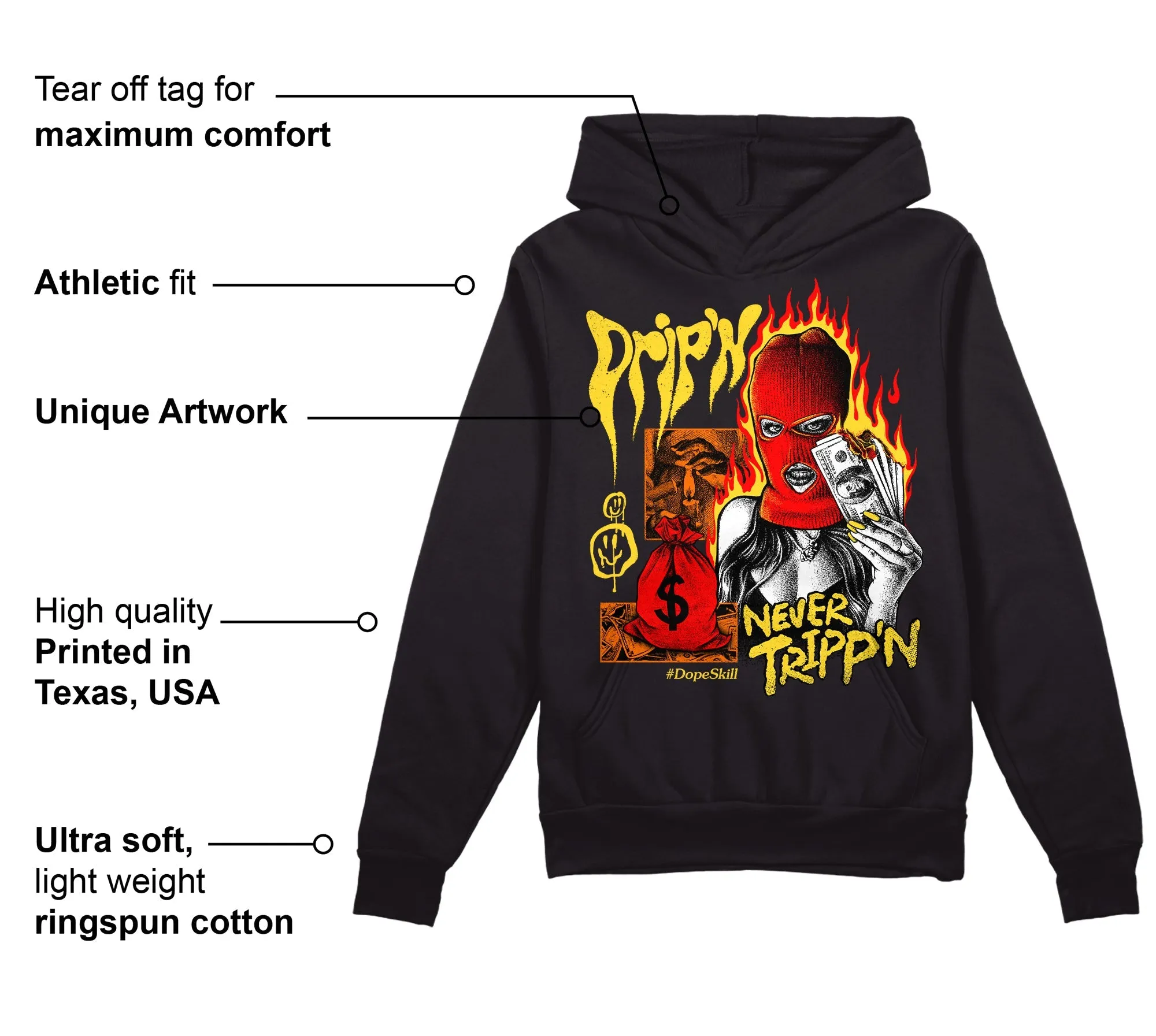 Black Tour Yellow AJ 4 Thunder DopeSkill Hoodie Sweatshirt Drip'n Never Tripp'n Graphic sold by Archiify product image thumbnail 3