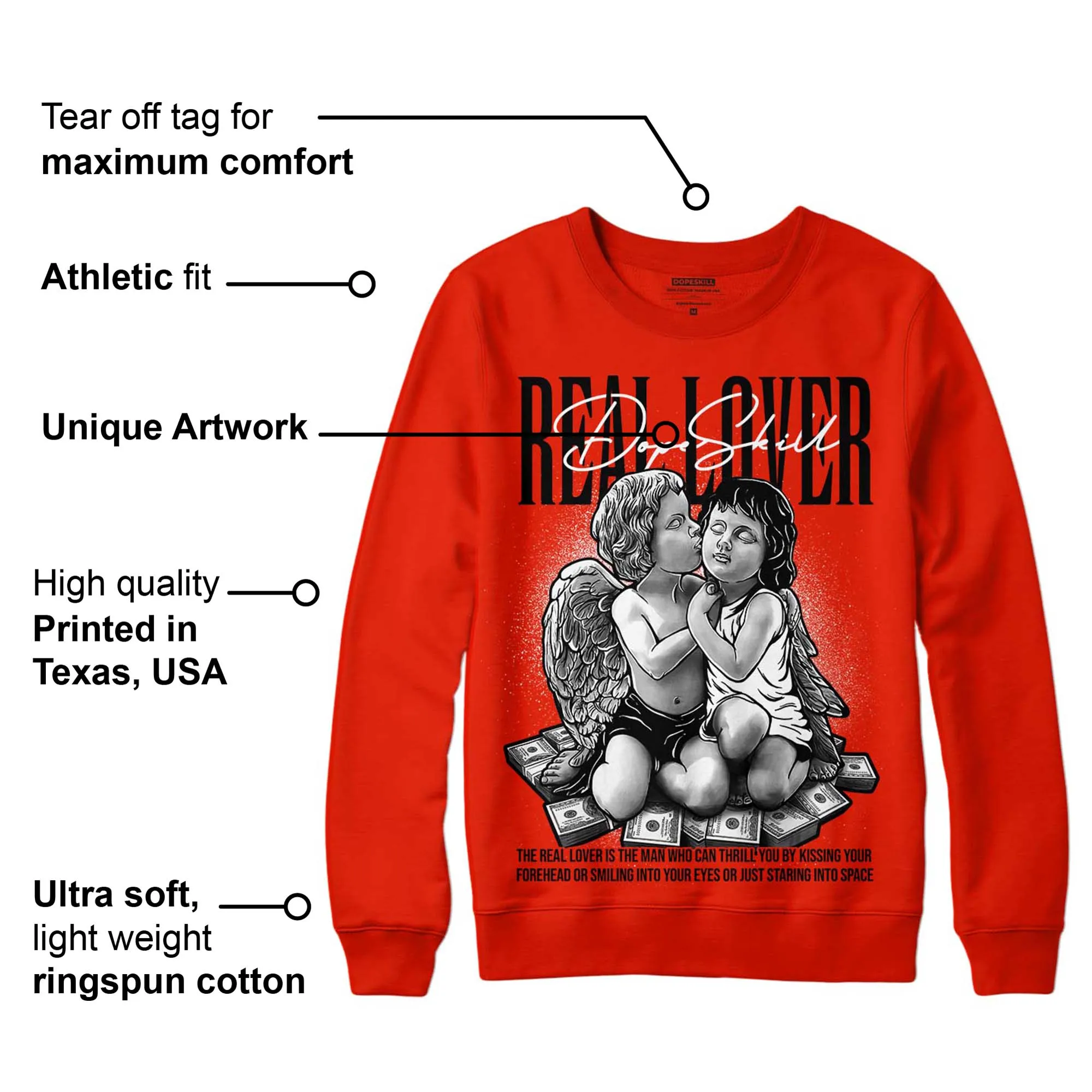 Red Foam Runner DopeSkill Vermillion Red Sweatshirt Real Lover Graphic sold by Archiify product image thumbnail 2
