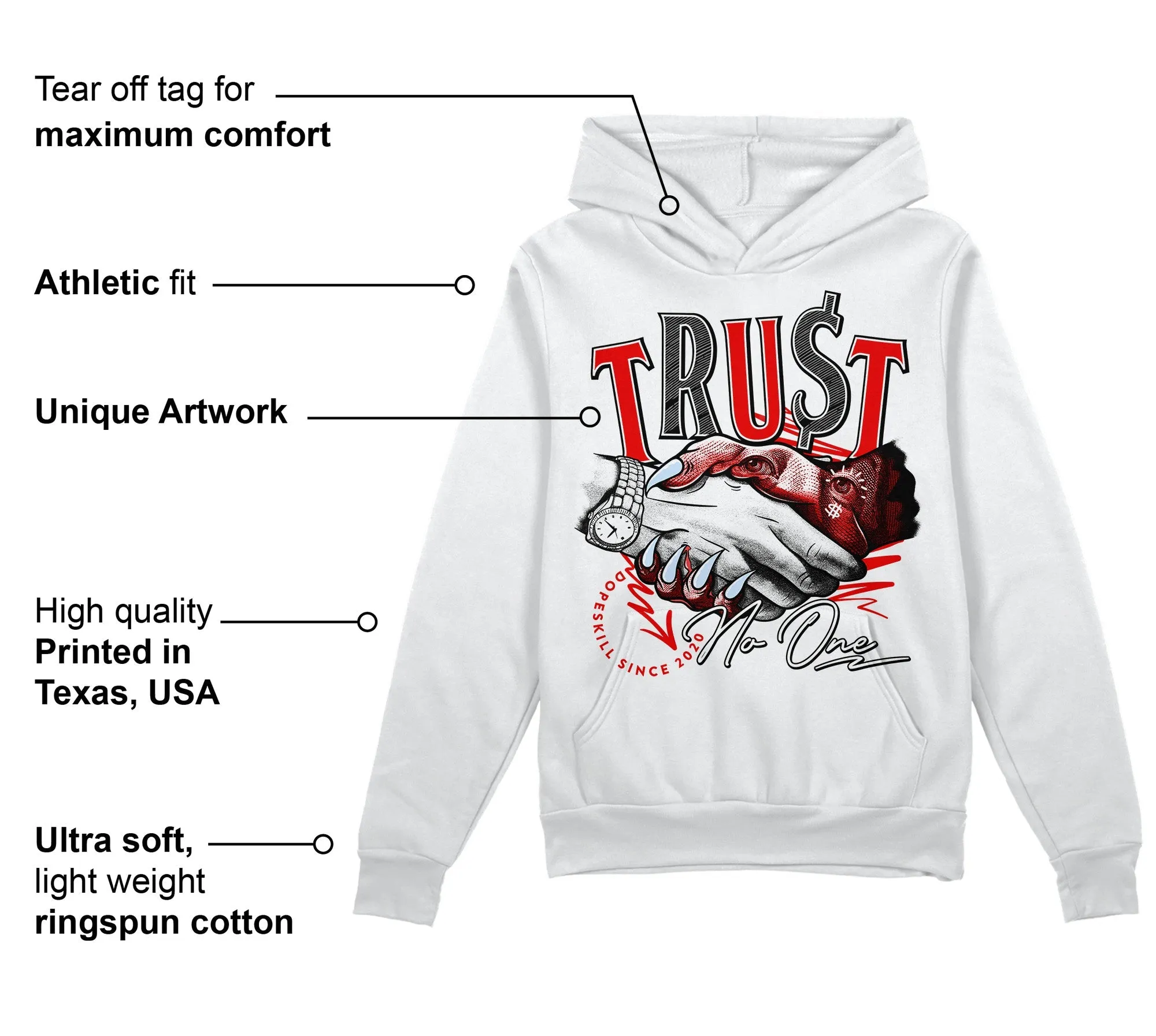 Cherry 11s DopeSkill Hoodie Sweatshirt Trust No One Graphic sold by Archiify product image thumbnail 3