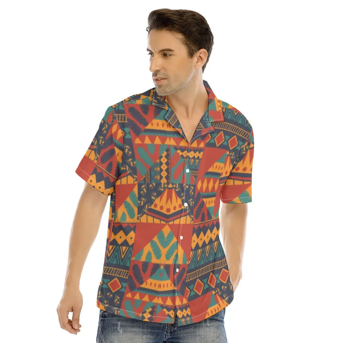 Bohemian Vintage Geo Print Man's Short Sleeves Shirt sold by Archiify product image thumbnail 2