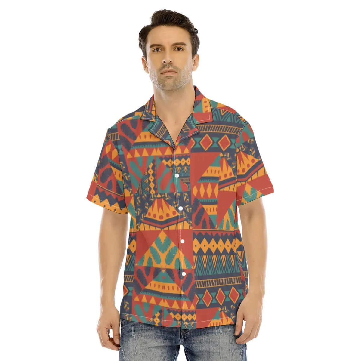 Bohemian Vintage Geo Print Man's Short Sleeves Shirt sold by Archiify