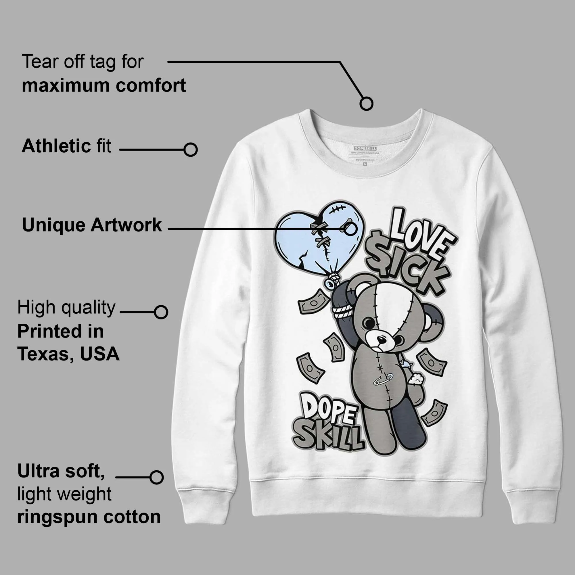 Cool Grey 6s DopeSkill Sweatshirt Love Sick Graphic sold by Archiify product image thumbnail 3